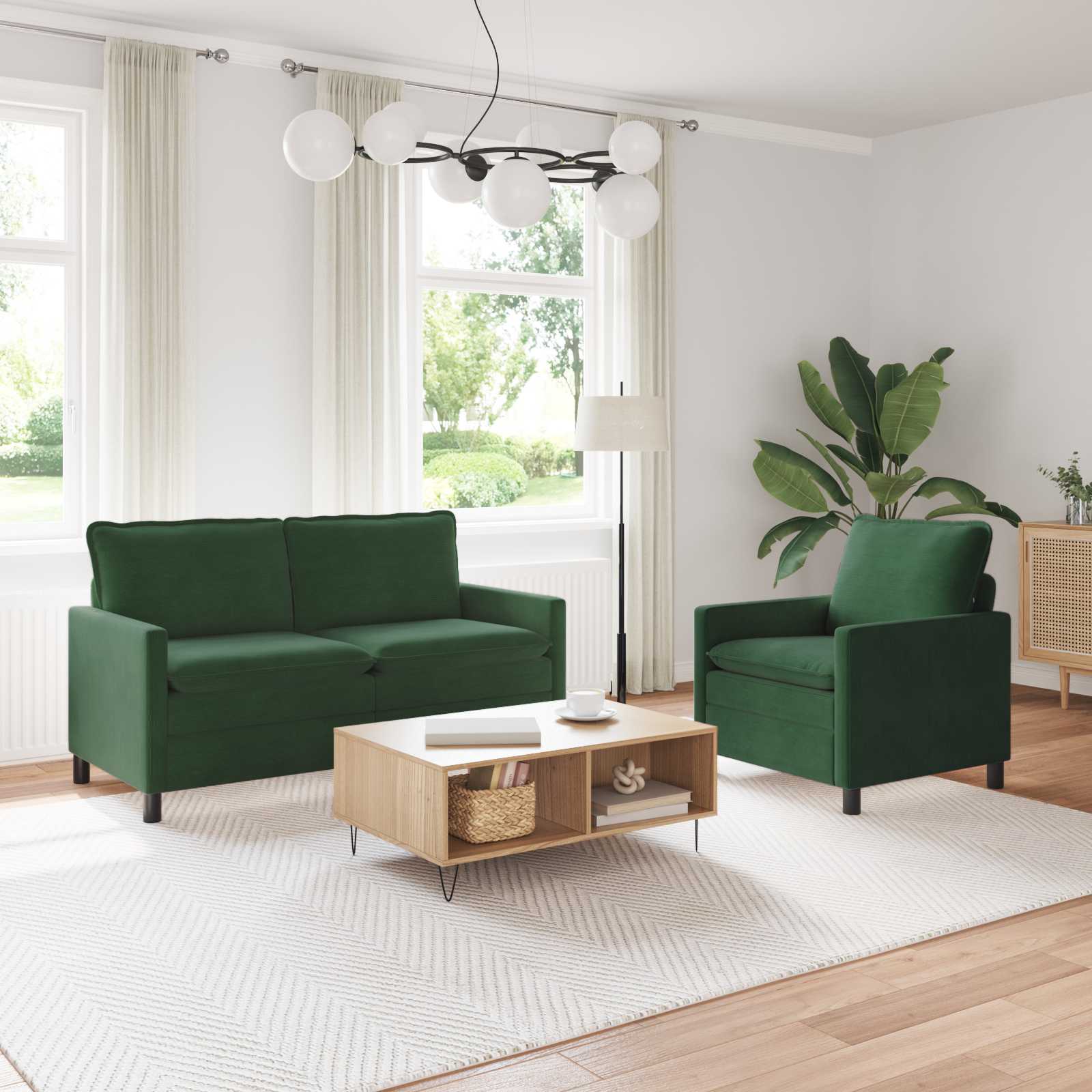 vidaXL Bankstel 2 pcs Lichtgrijs Stof