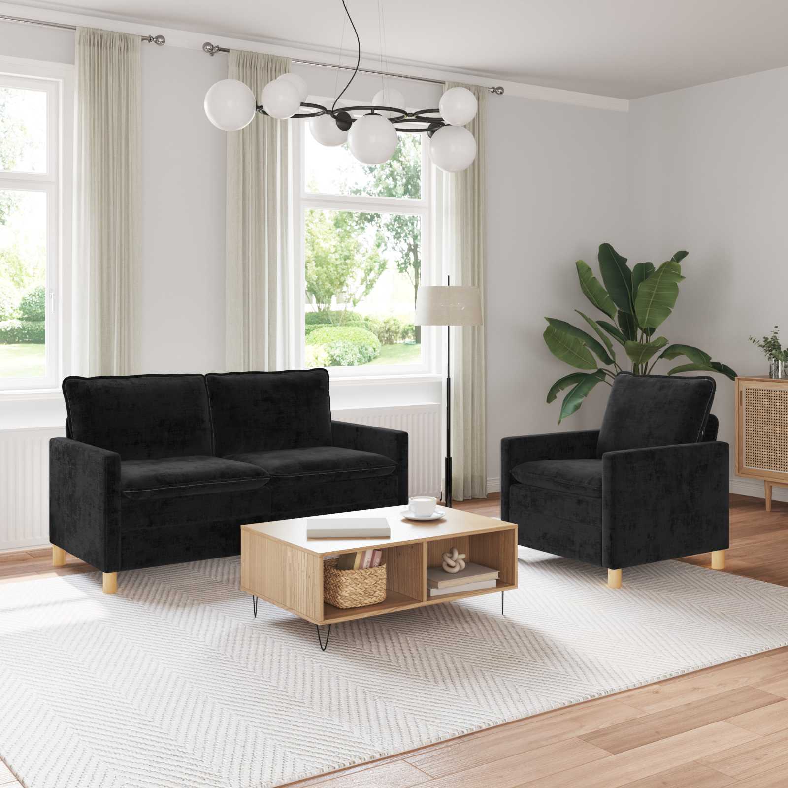 vidaXL Bankstel 2 pcs Crèmekleurig Polyester
