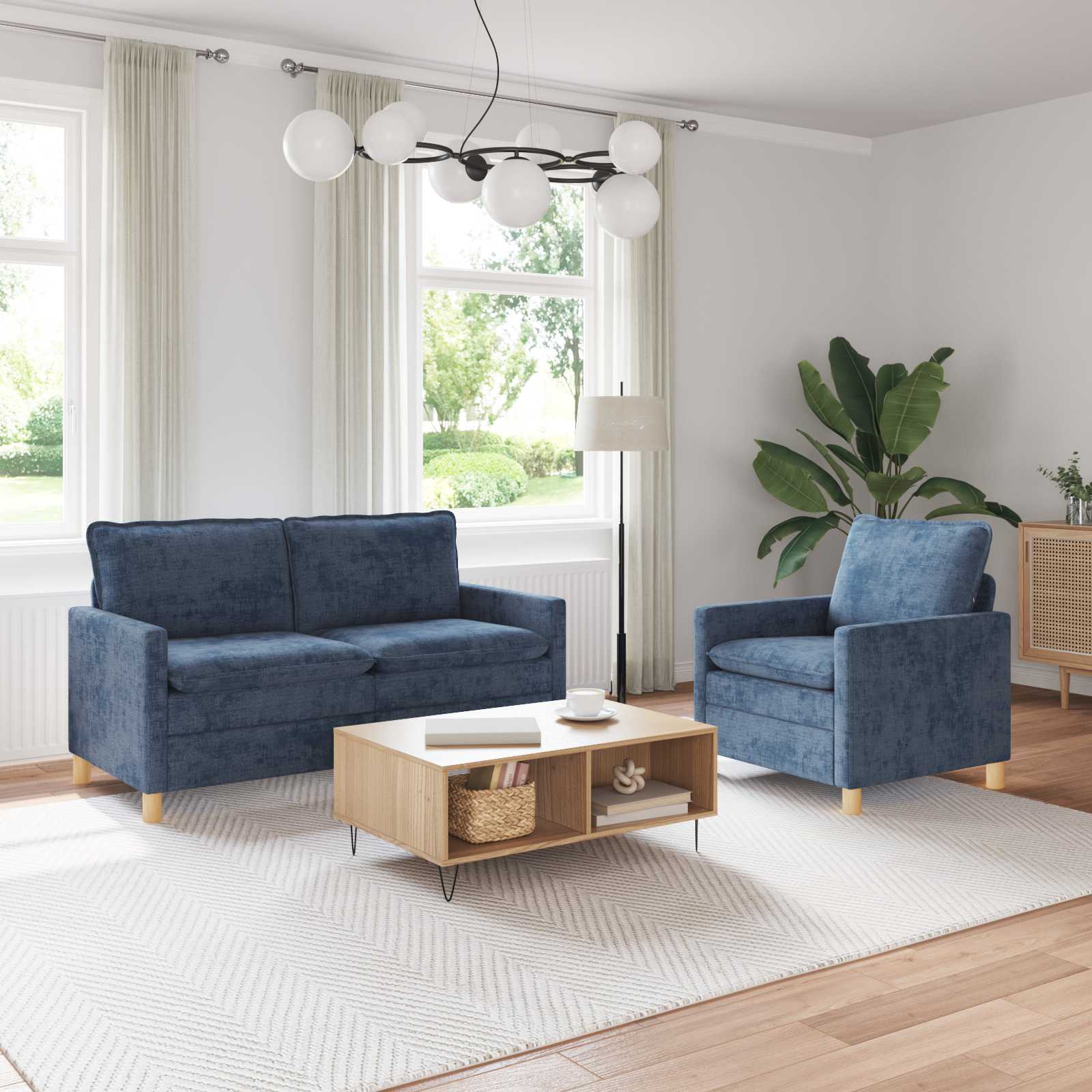 vidaXL Bankstel 2 pcs Crèmekleurig Polyester