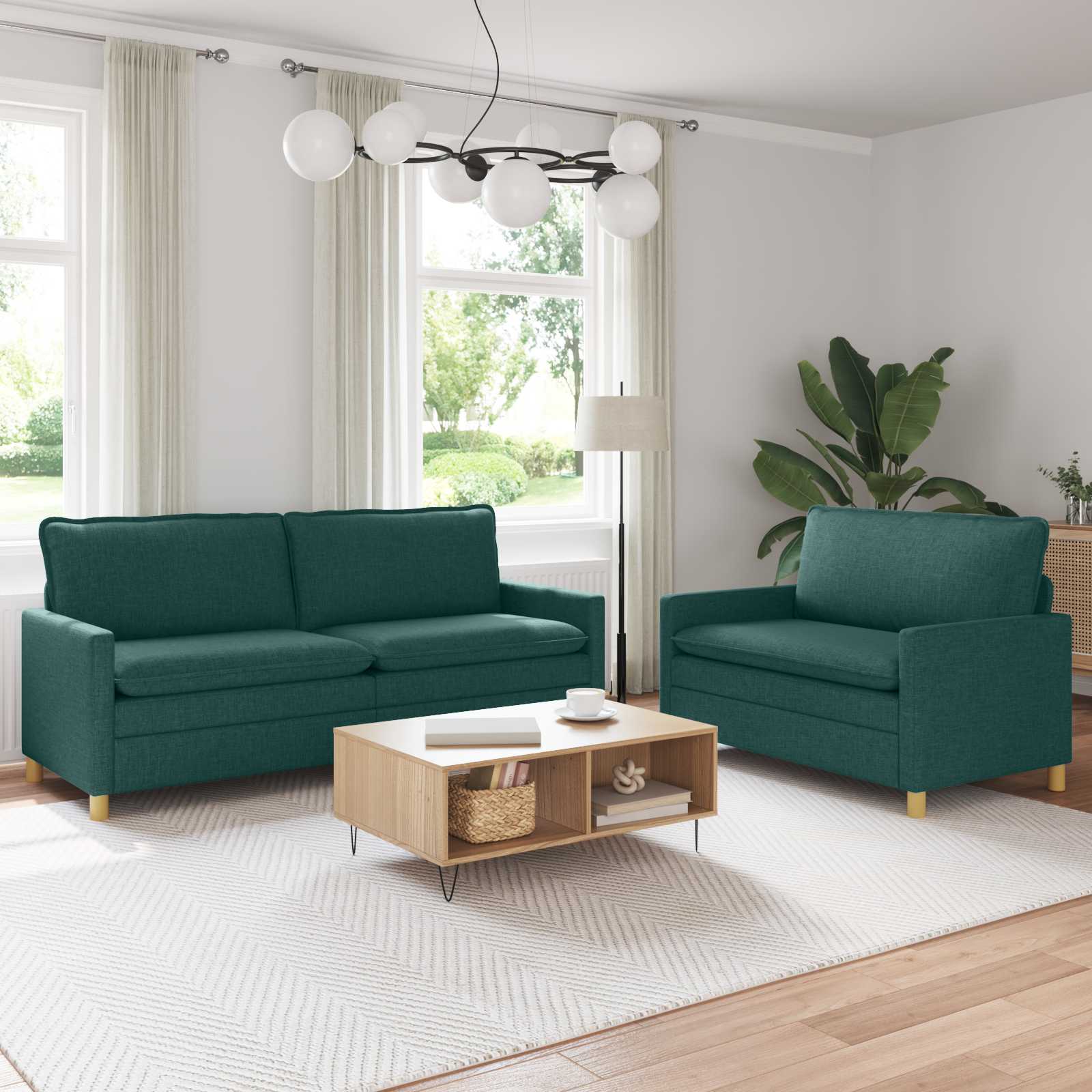 vidaXL Bankstel 2 st Lichtgrijs Stof