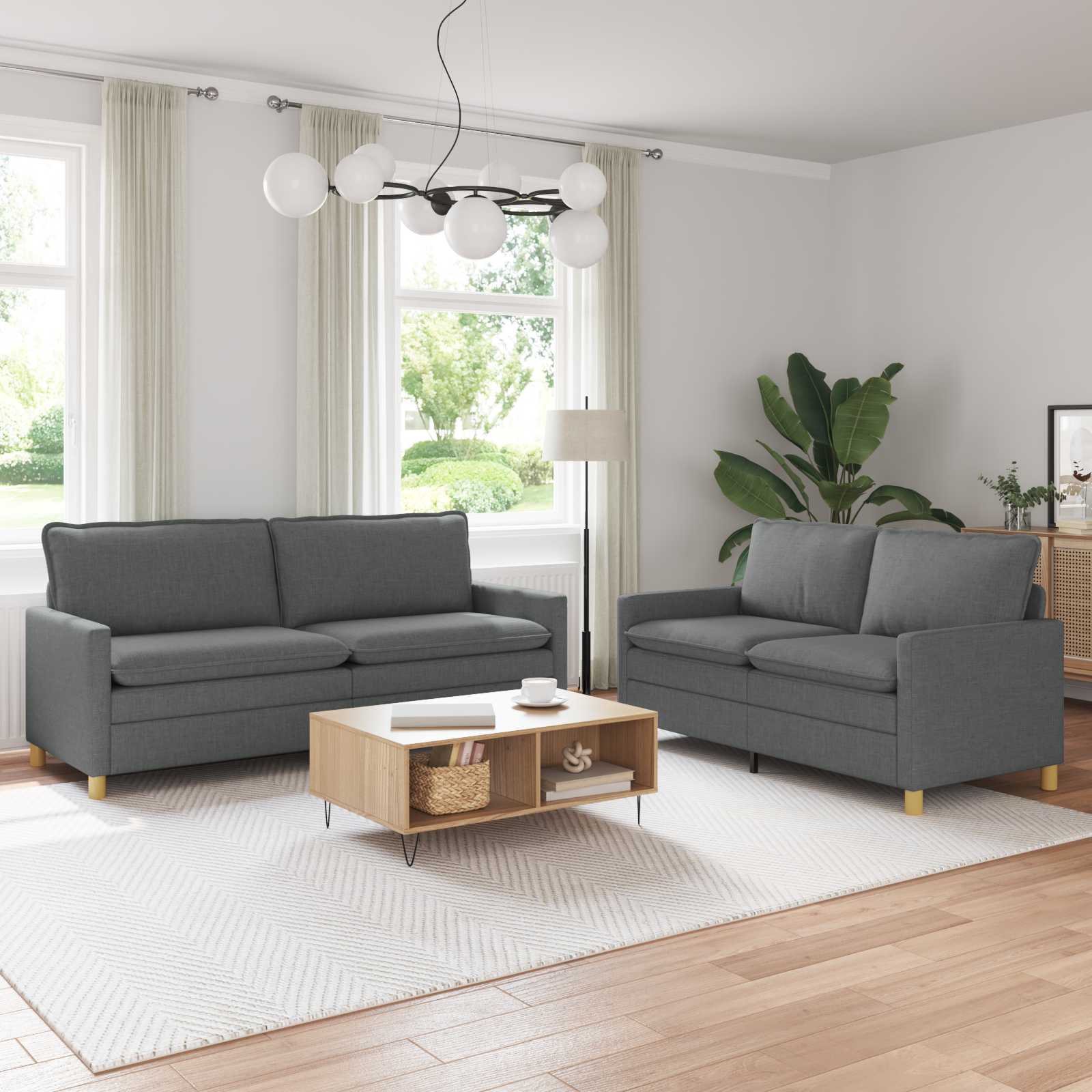 vidaXL Bankstel 2 st Lichtgrijs Stof