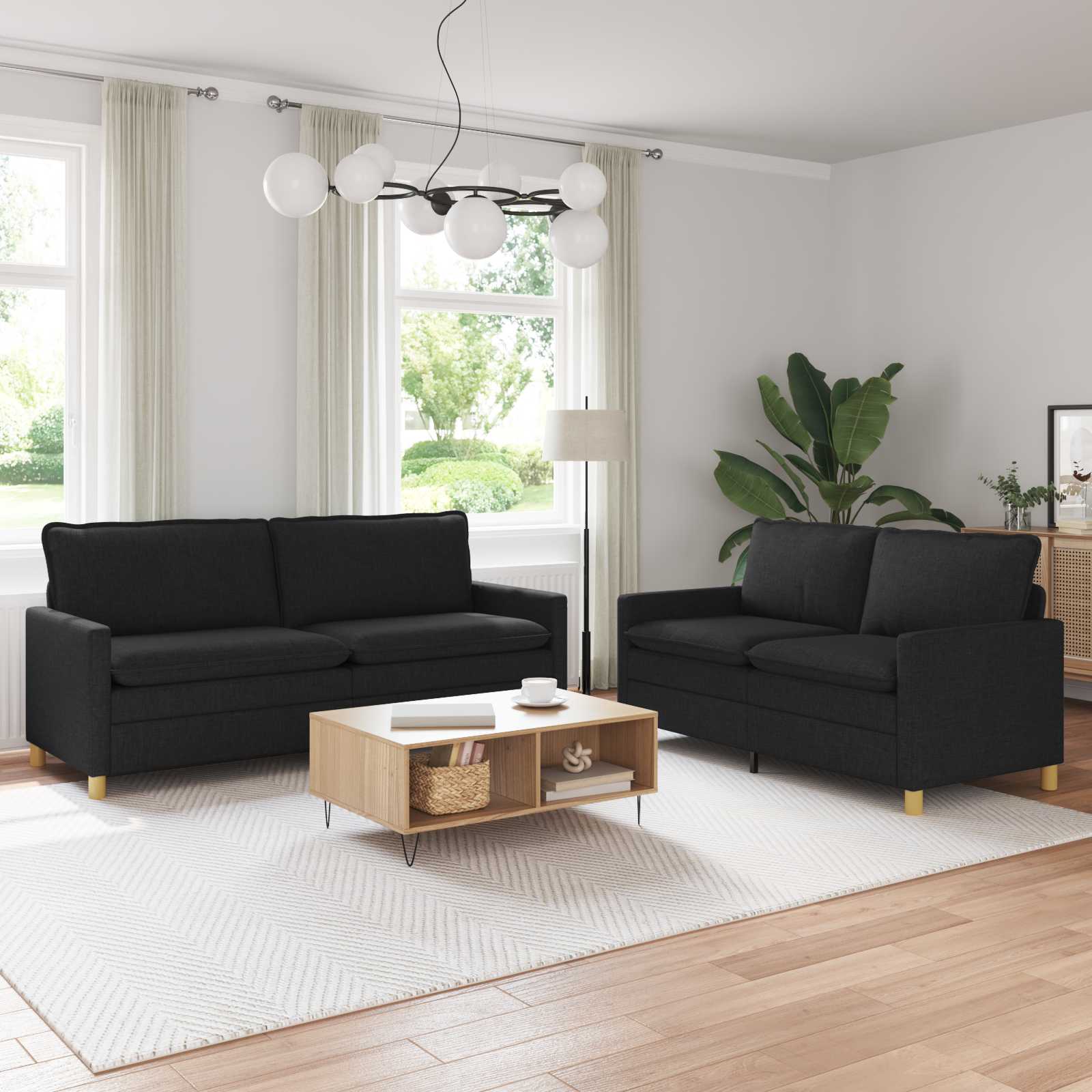 vidaXL Bankstel 2 st Lichtgrijs Stof
