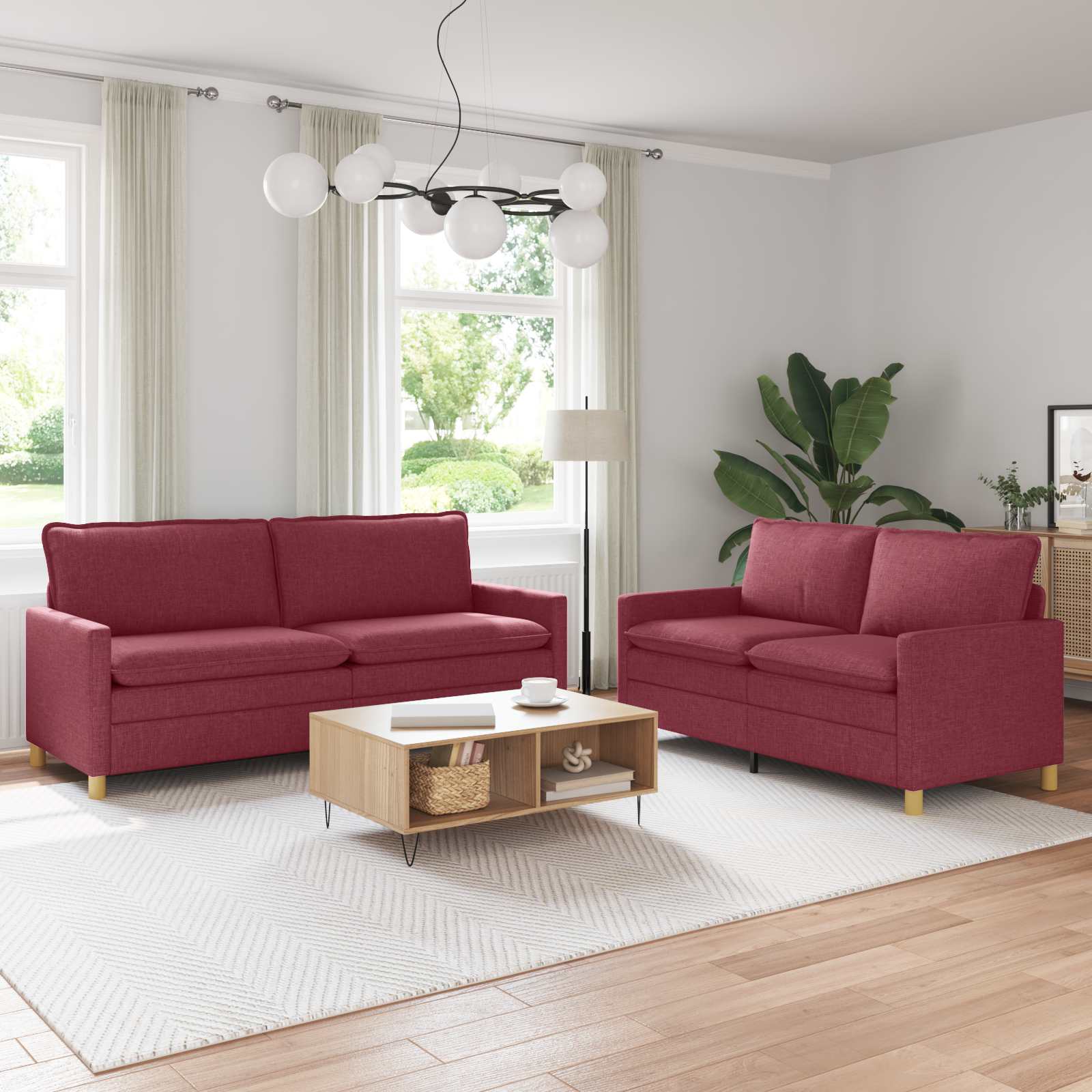 vidaXL Bankstel 2 st Lichtgrijs Stof