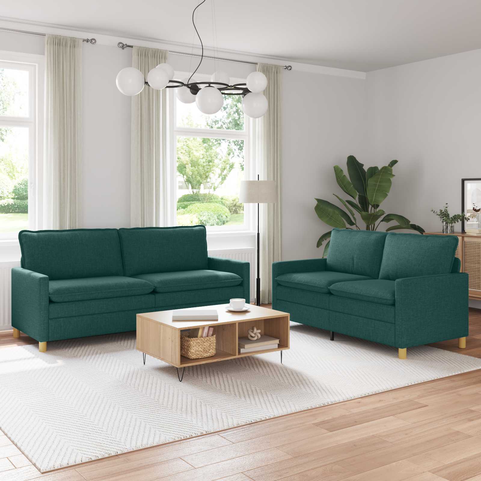 vidaXL Bankstel 2 st Lichtgrijs Stof