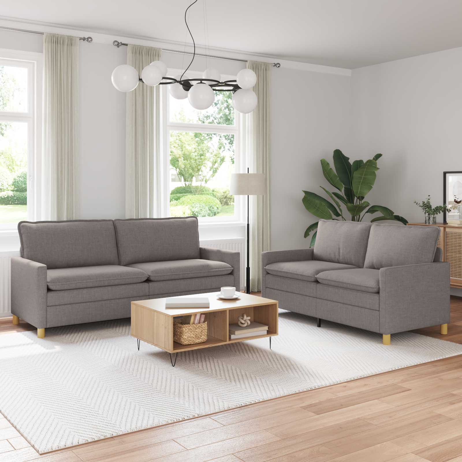 vidaXL Bankstel 2 st Lichtgrijs Stof