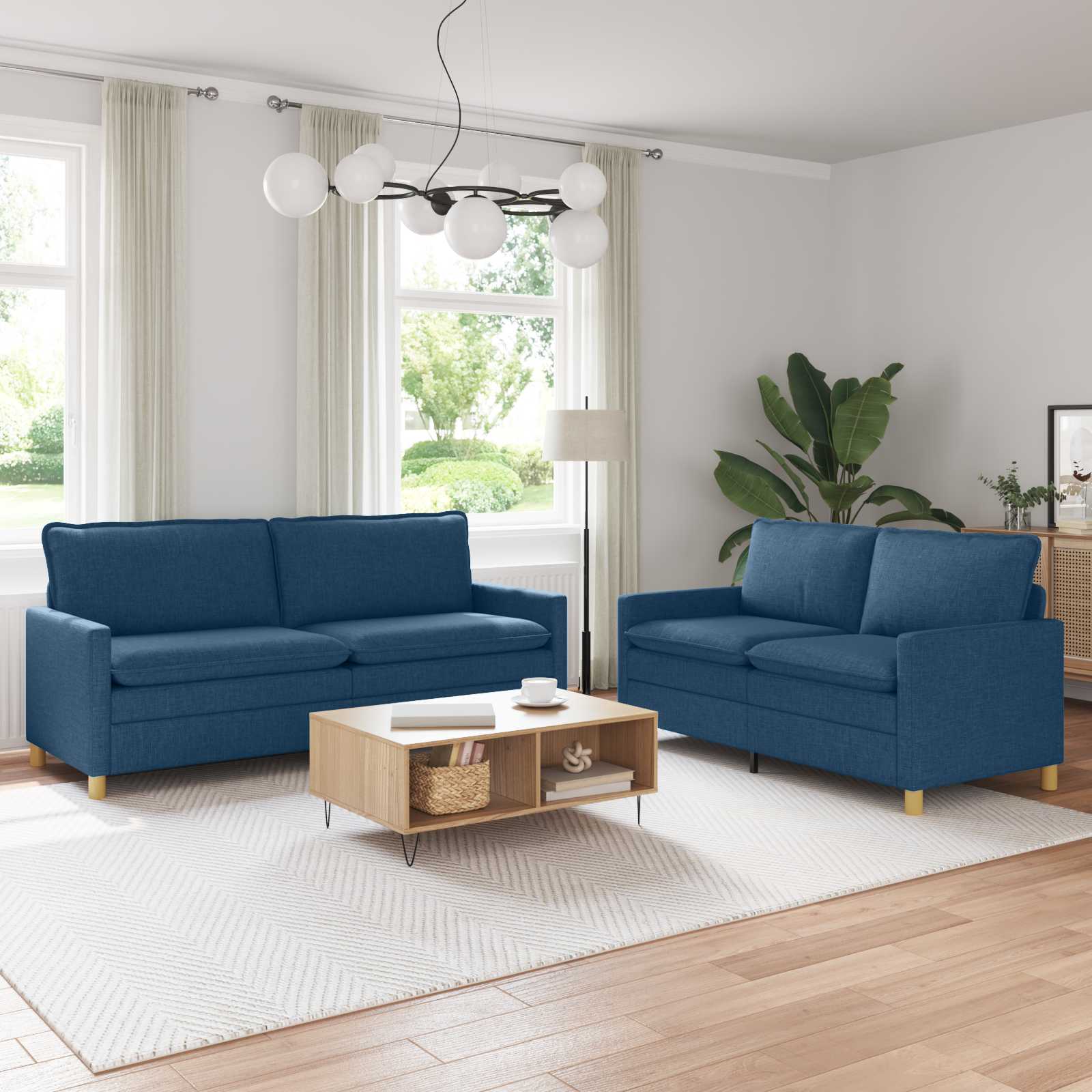 vidaXL Bankstel 2 st Lichtgrijs Stof