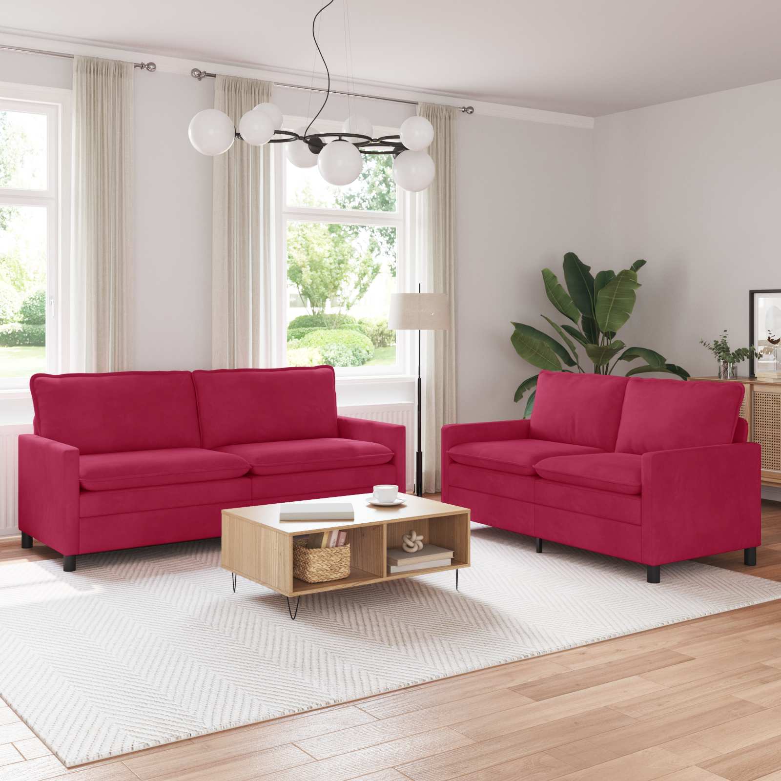vidaXL Bankstel 2 pcs Lichtgrijs Fluweel
