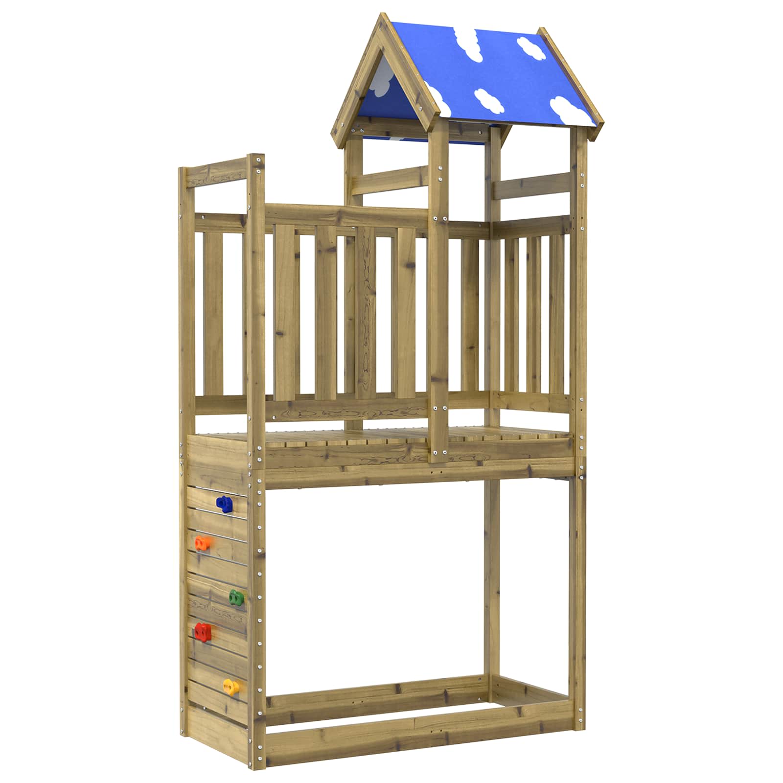 vidaXL Speeltoren Bruin 110,5 x 52,5 x 215 cm Massief grenenhout