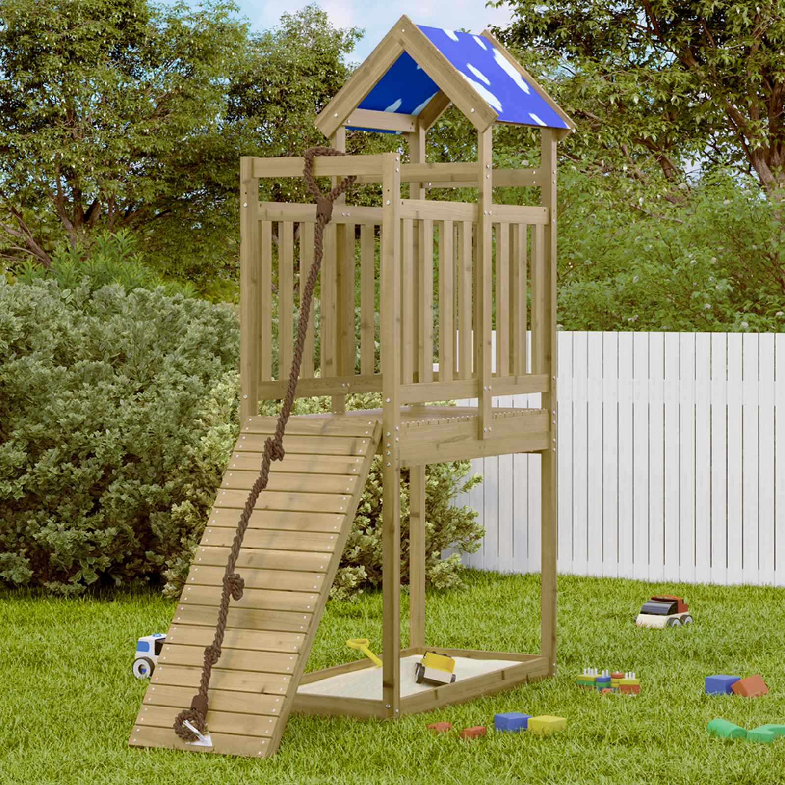 vidaXL Speeltoren Bruin 52,5 x 110,5 x 215 cm Massief grenenhout