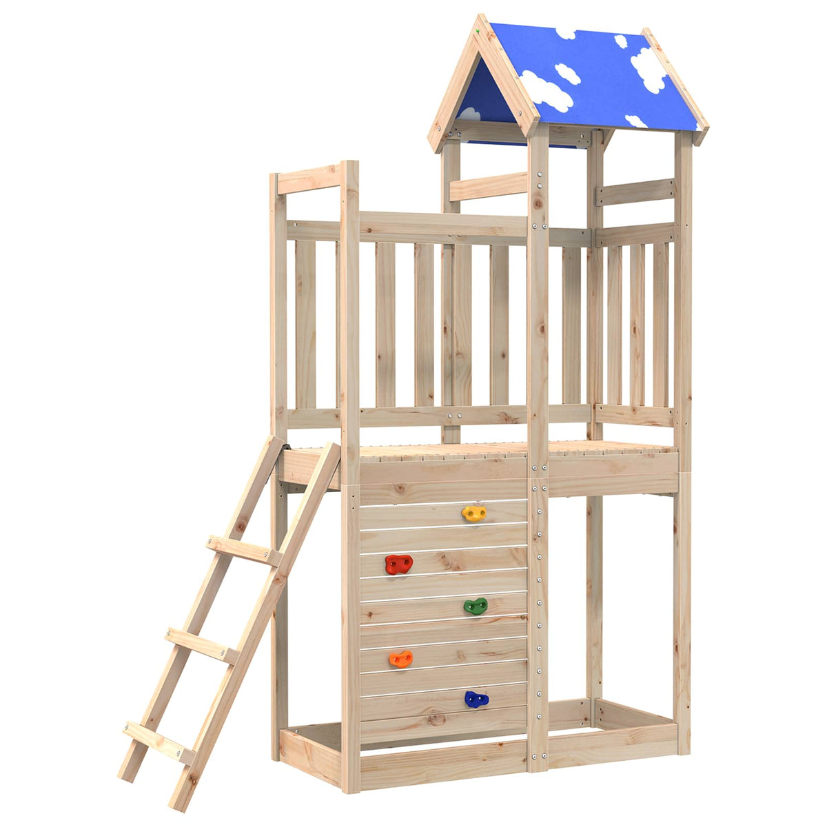 vidaXL Speeltoren Bruin 110,5 x 52,5 x 215cm Massief grenenhout
