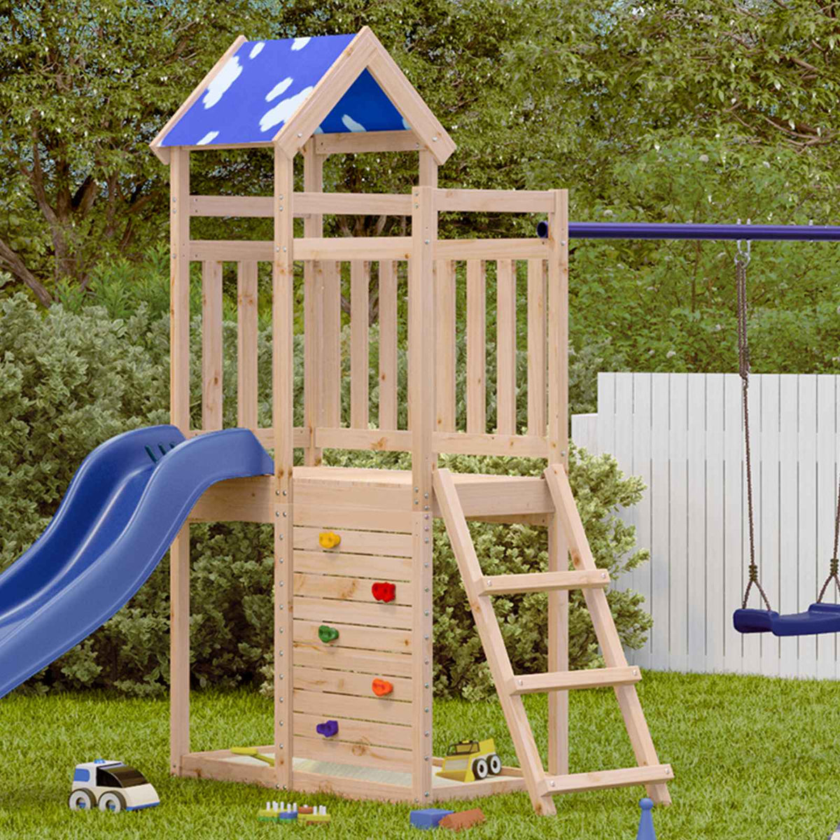 vidaXL Speeltoren Bruin 110,5 x 52,5 x 215cm Massief grenenhout
