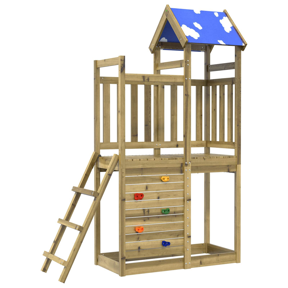vidaXL Speeltoren Bruin 110,5 x 52,5 x 215cm Massief grenenhout