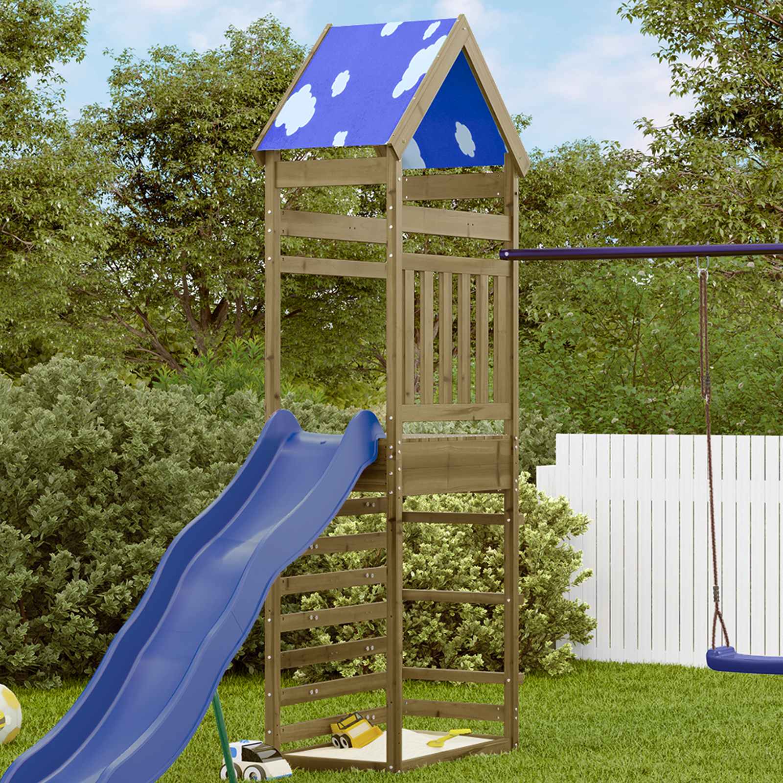 vidaXL Speeltoren Bruin 52,5 x 85 x 265 cm Massief grenenhout