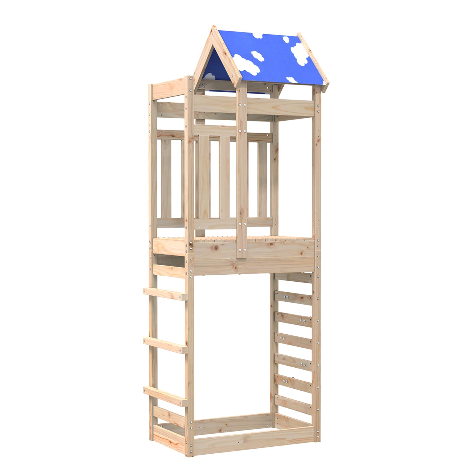 vidaXL Speeltoren Bruin 85 x 52,5 x 239 cm Massief grenenhout