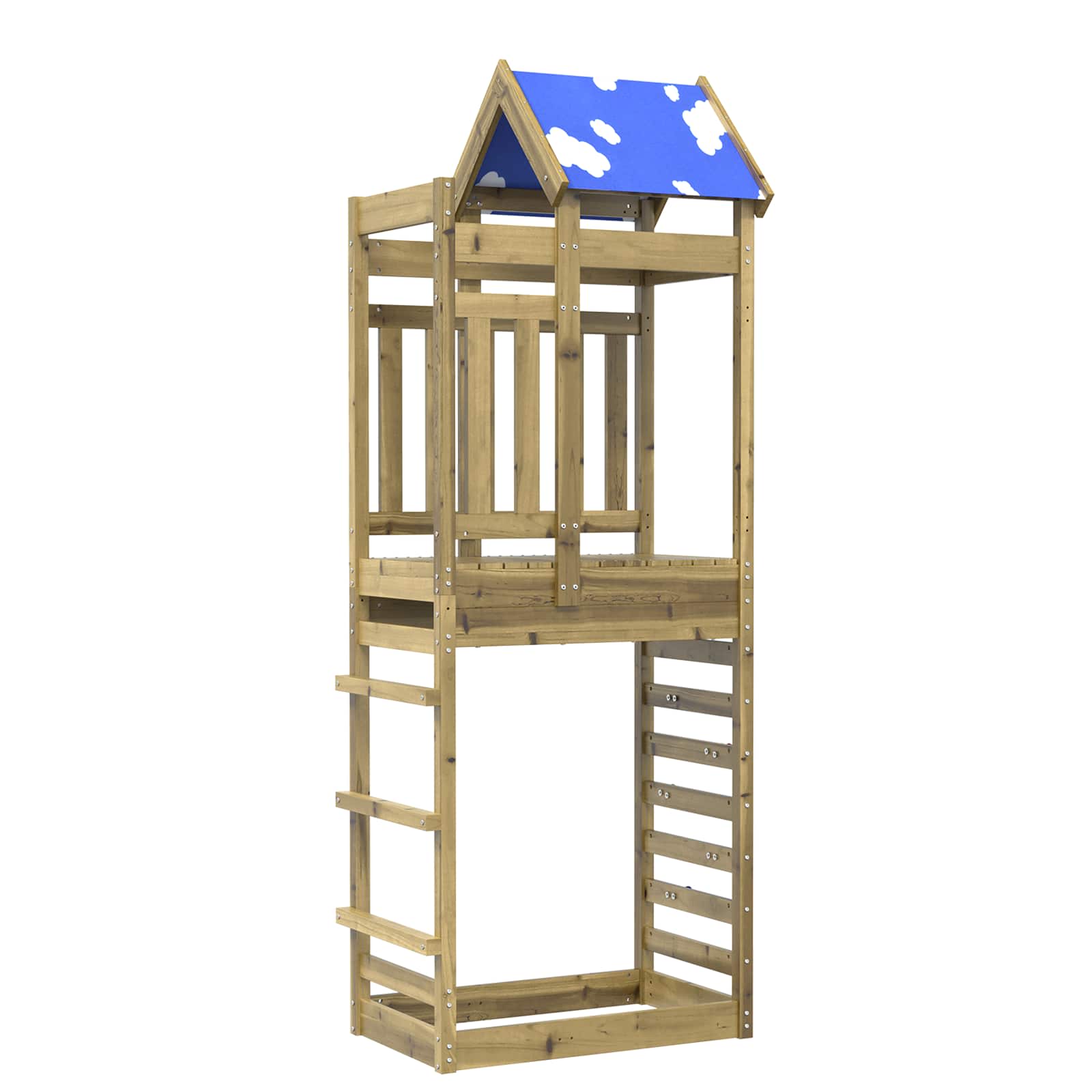 vidaXL Speeltoren Bruin 85 x 52,5 x 239 cm Massief grenenhout