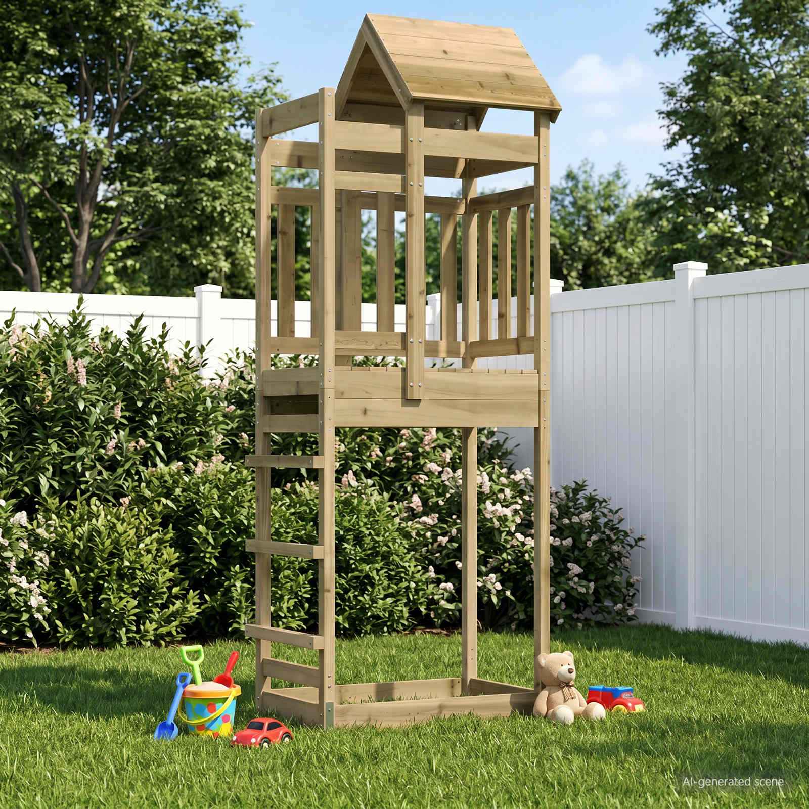 vidaXL Speeltoren Bruin 52,5 x 85 x 238 cm Massief grenenhout