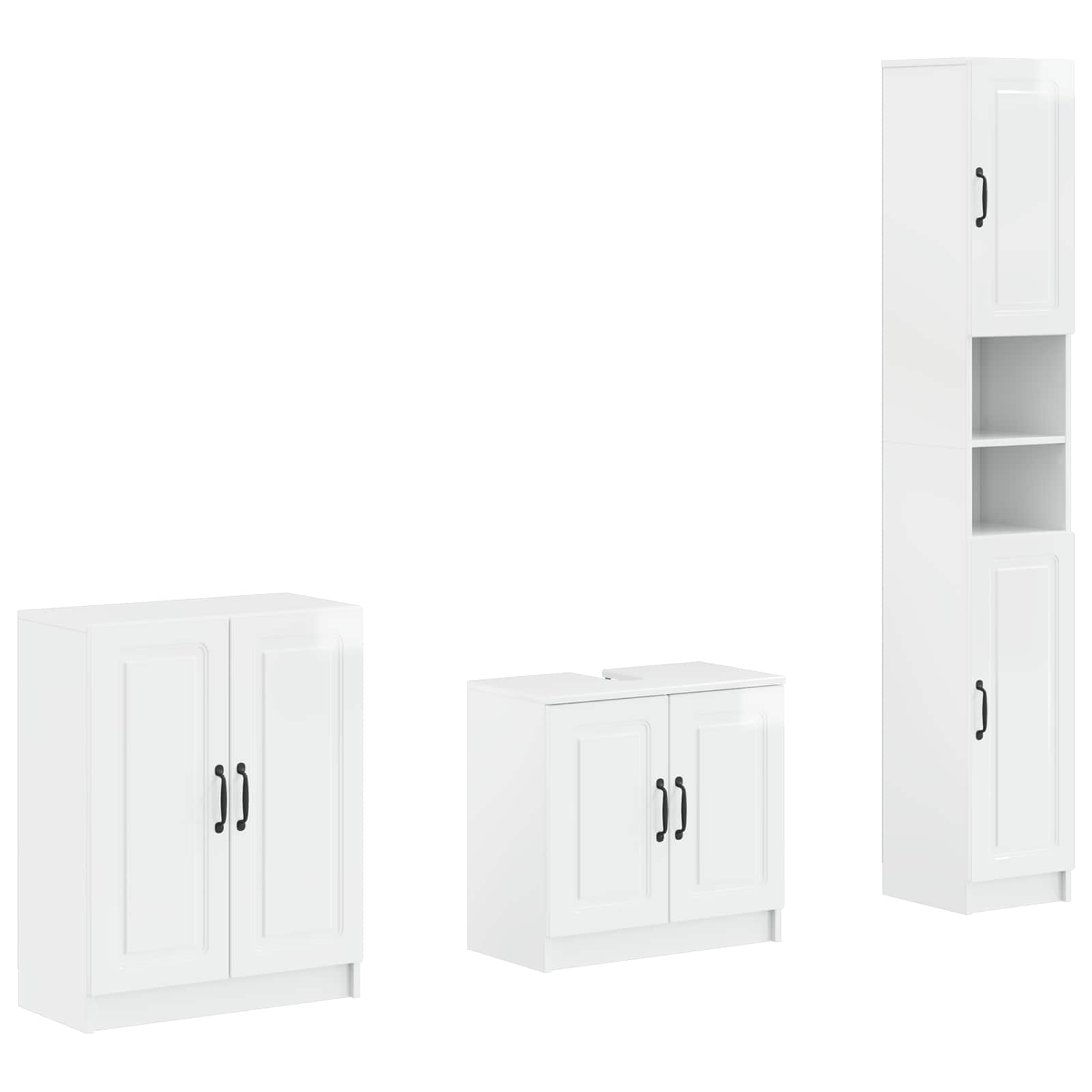vidaXL 3-delige badkamerkast set EDE Zwart Bewerkt hout
