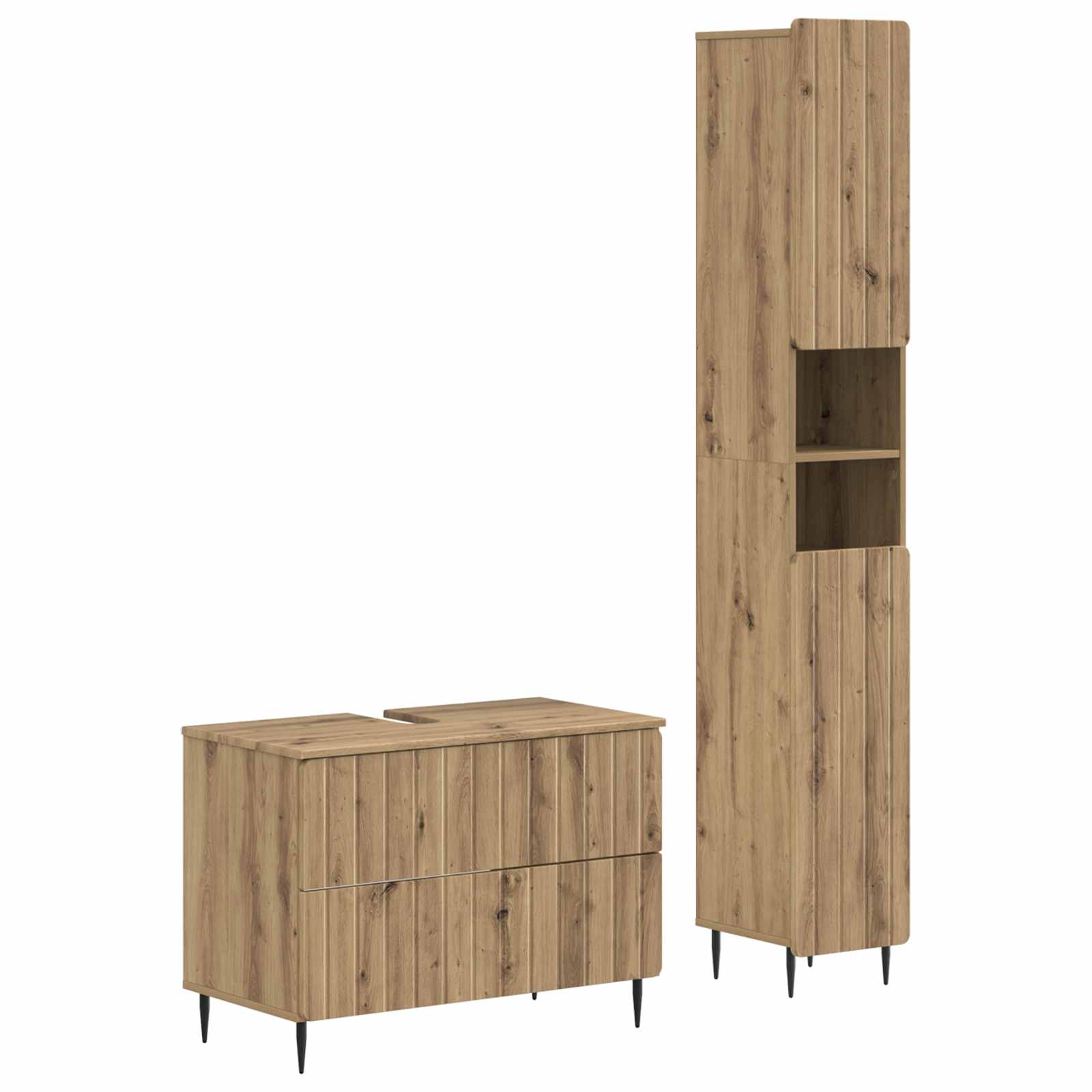 vidaXL 2-delige Badkamerkast Set EDE Zwart Bewerkt hout