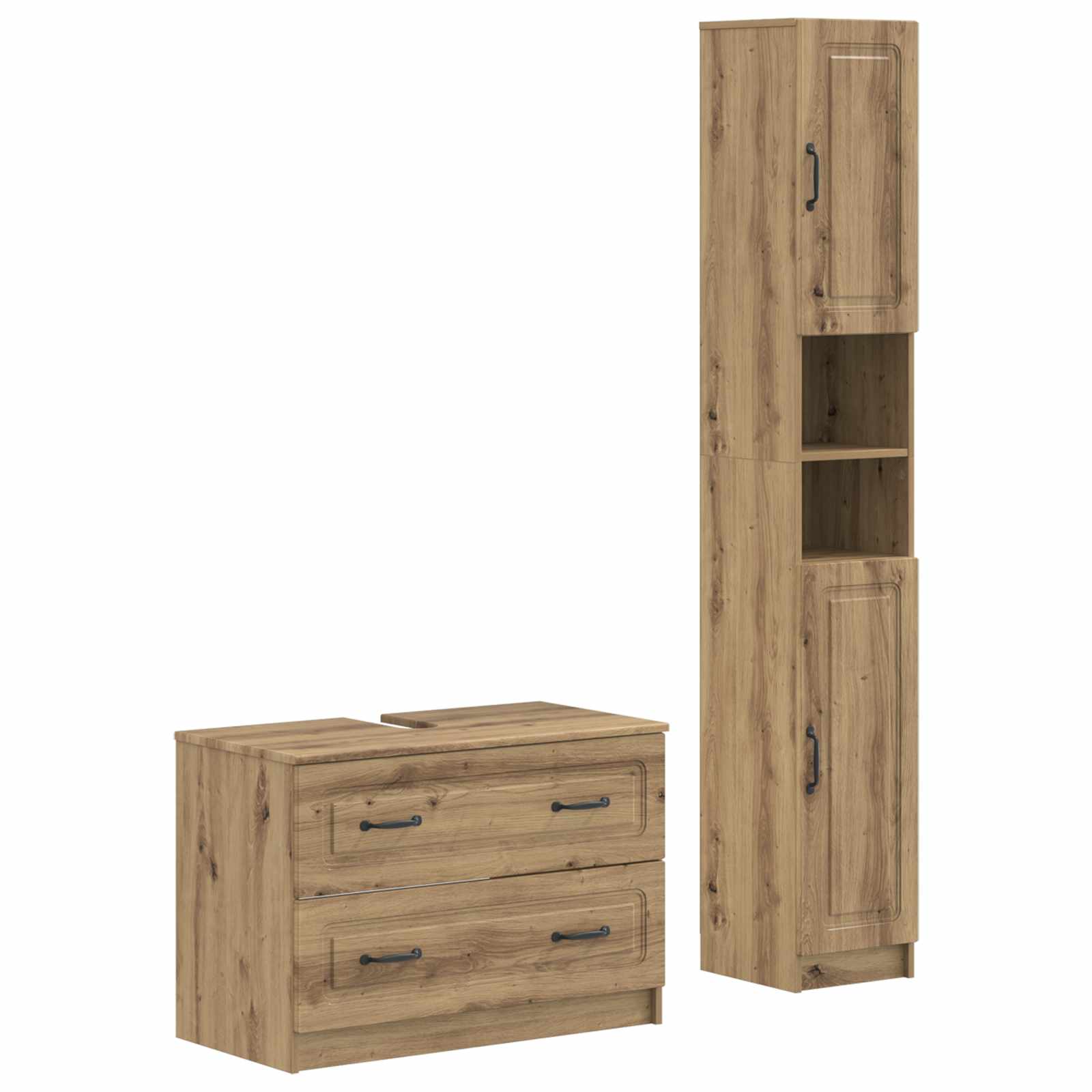 vidaXL 2-delige Badkamerkast Set EDE Zwart Bewerkt hout
