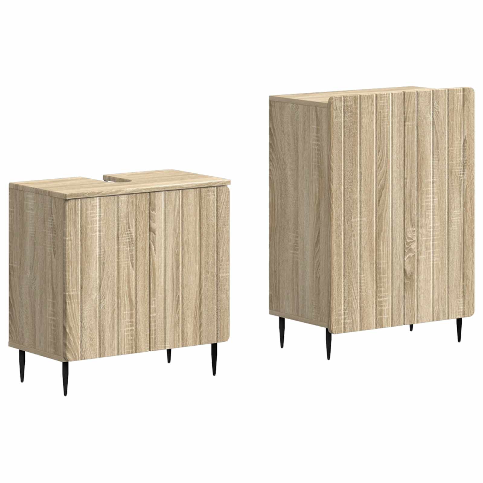 vidaXL 2-delige Badkamerkast Set EDE Zwart Bewerkt hout