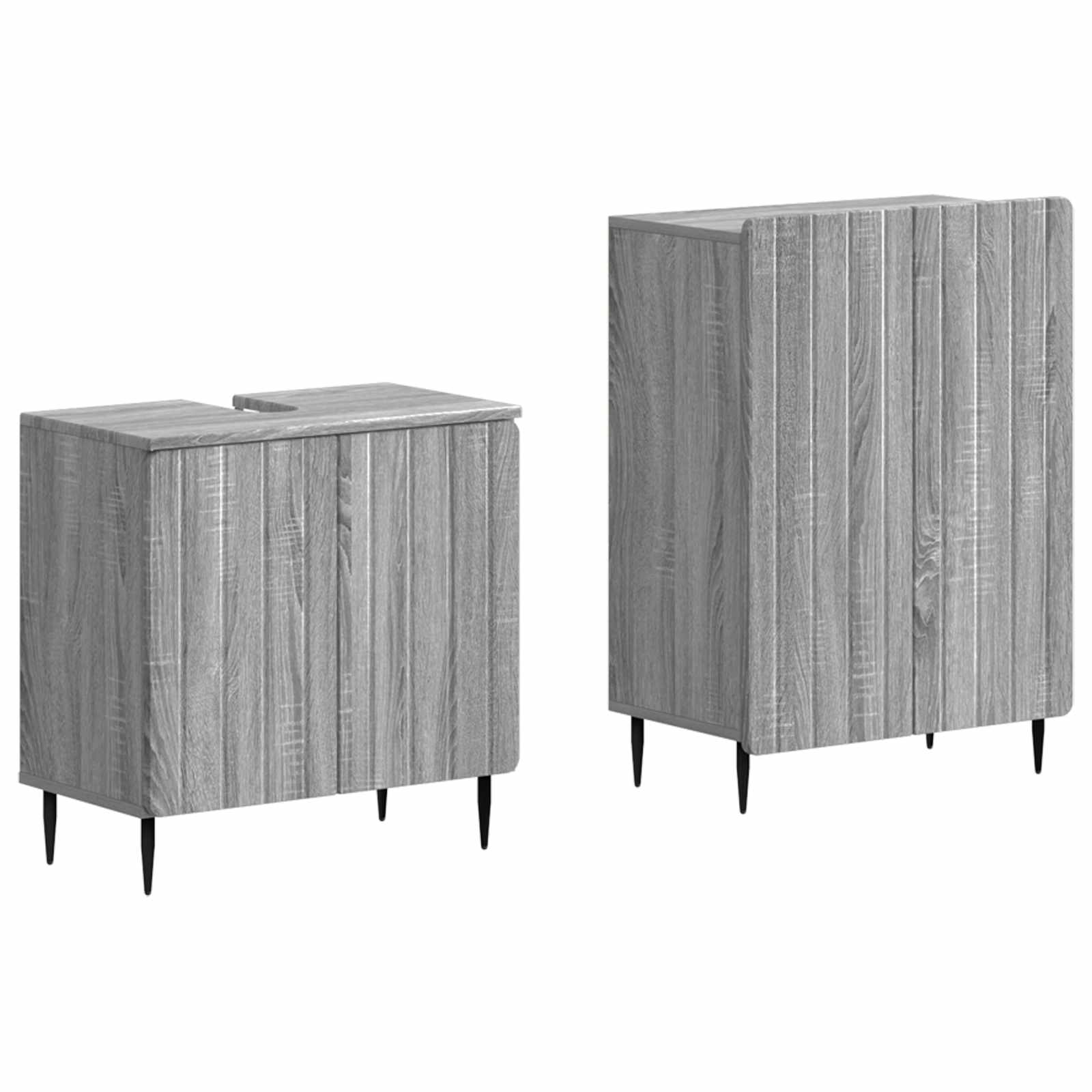 vidaXL 2-delige Badkamerkast Set EDE Zwart Bewerkt hout