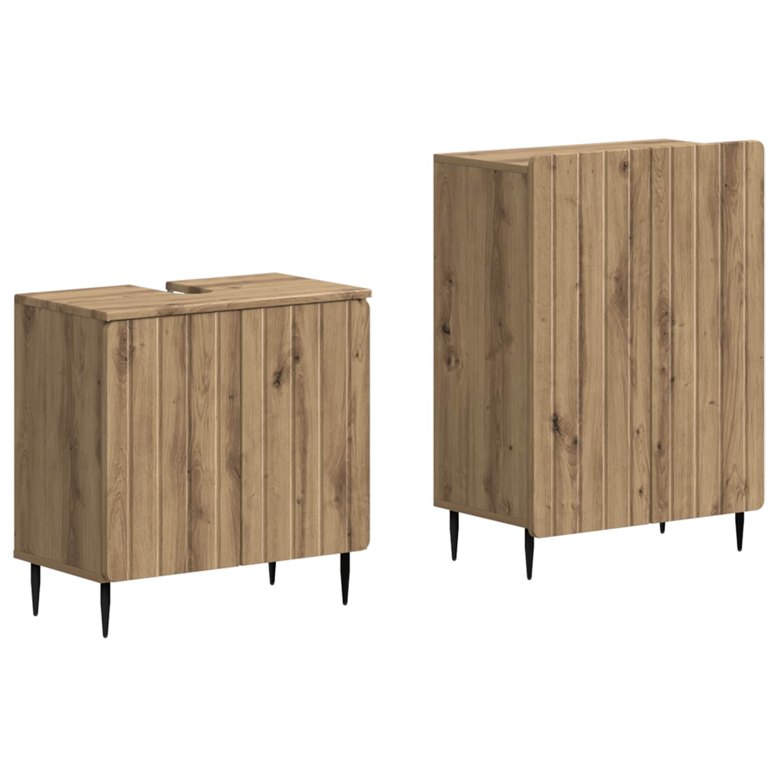 vidaXL 2-delige Badkamerkast Set EDE Zwart Bewerkt hout