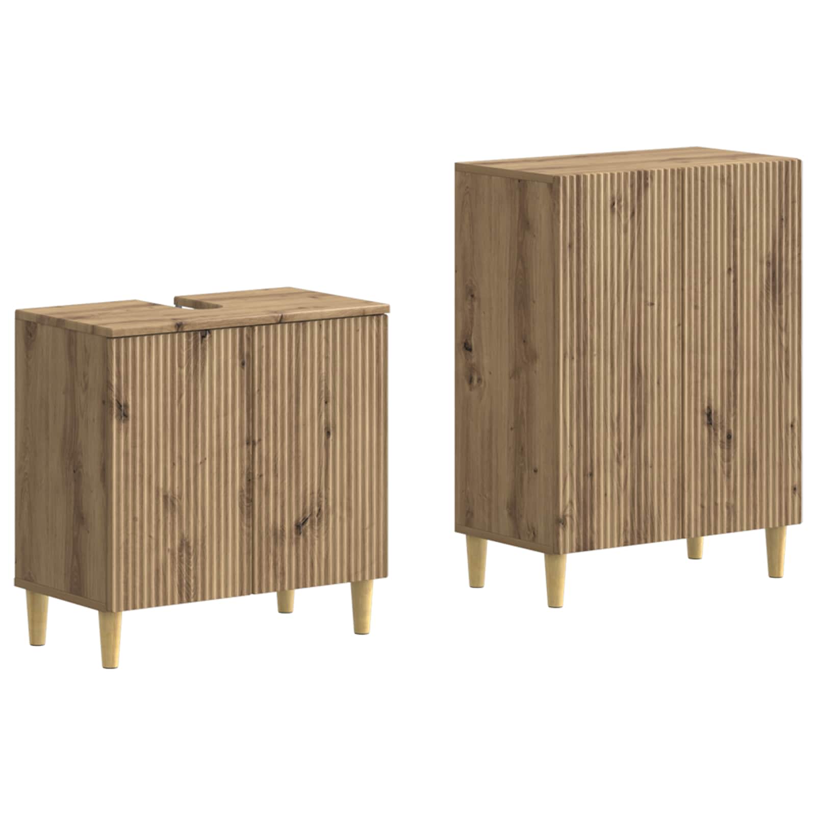 vidaXL 2-delige Badkamerkast Set EDE Zwart Bewerkt hout