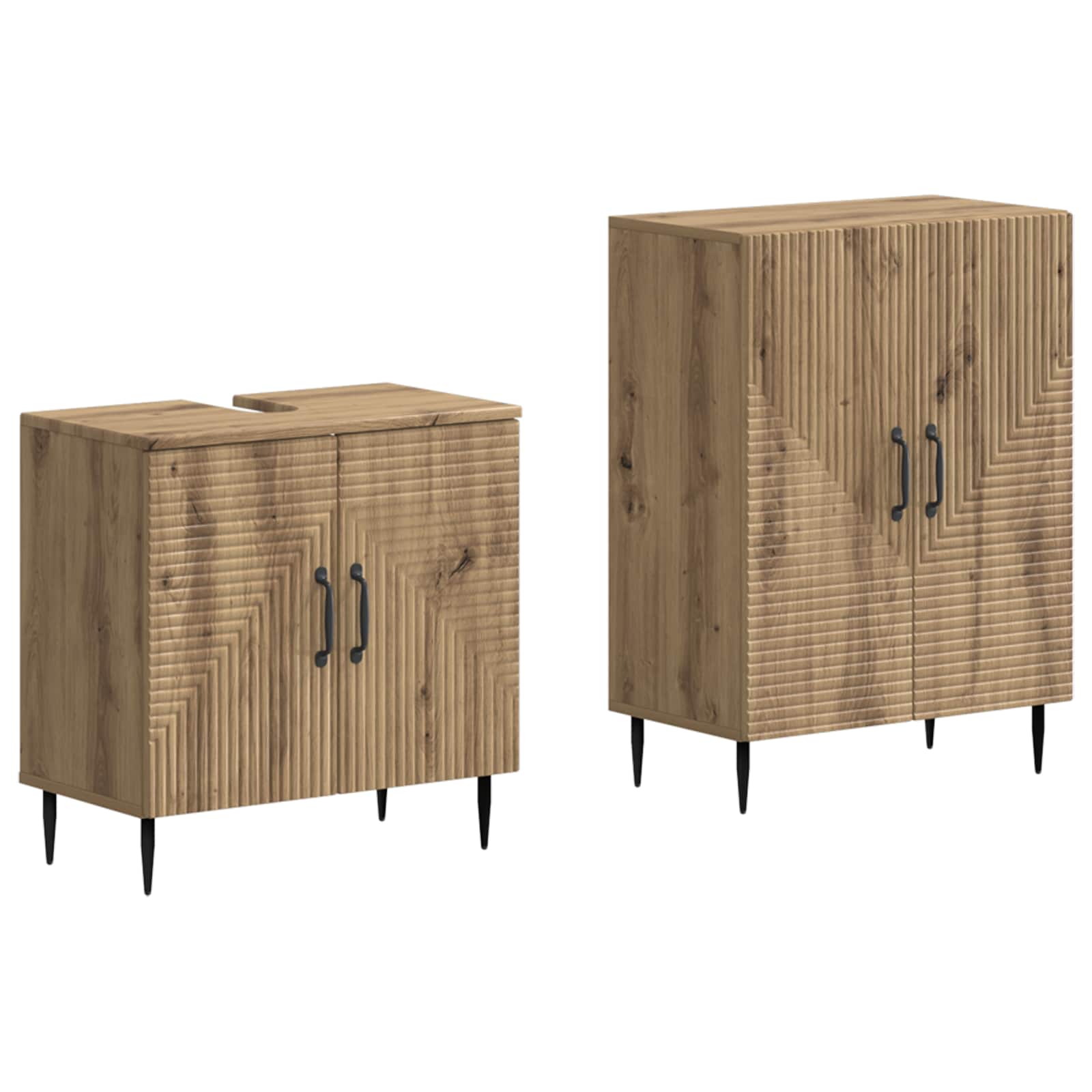 vidaXL 2-delige Badkamerkast Set EDE Zwart Bewerkt hout