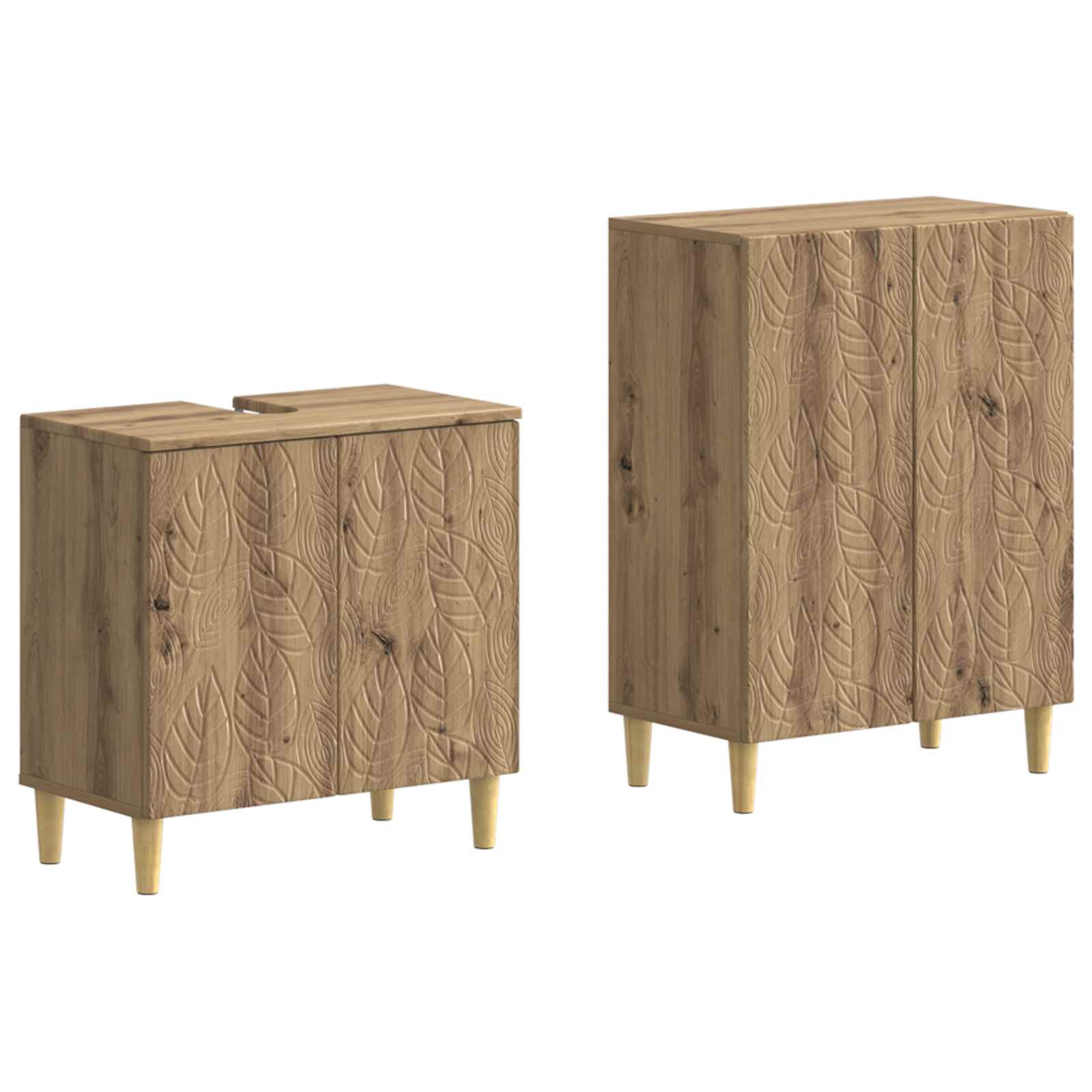 vidaXL 2-delige Badkamerkast Set EDE Zwart Bewerkt hout