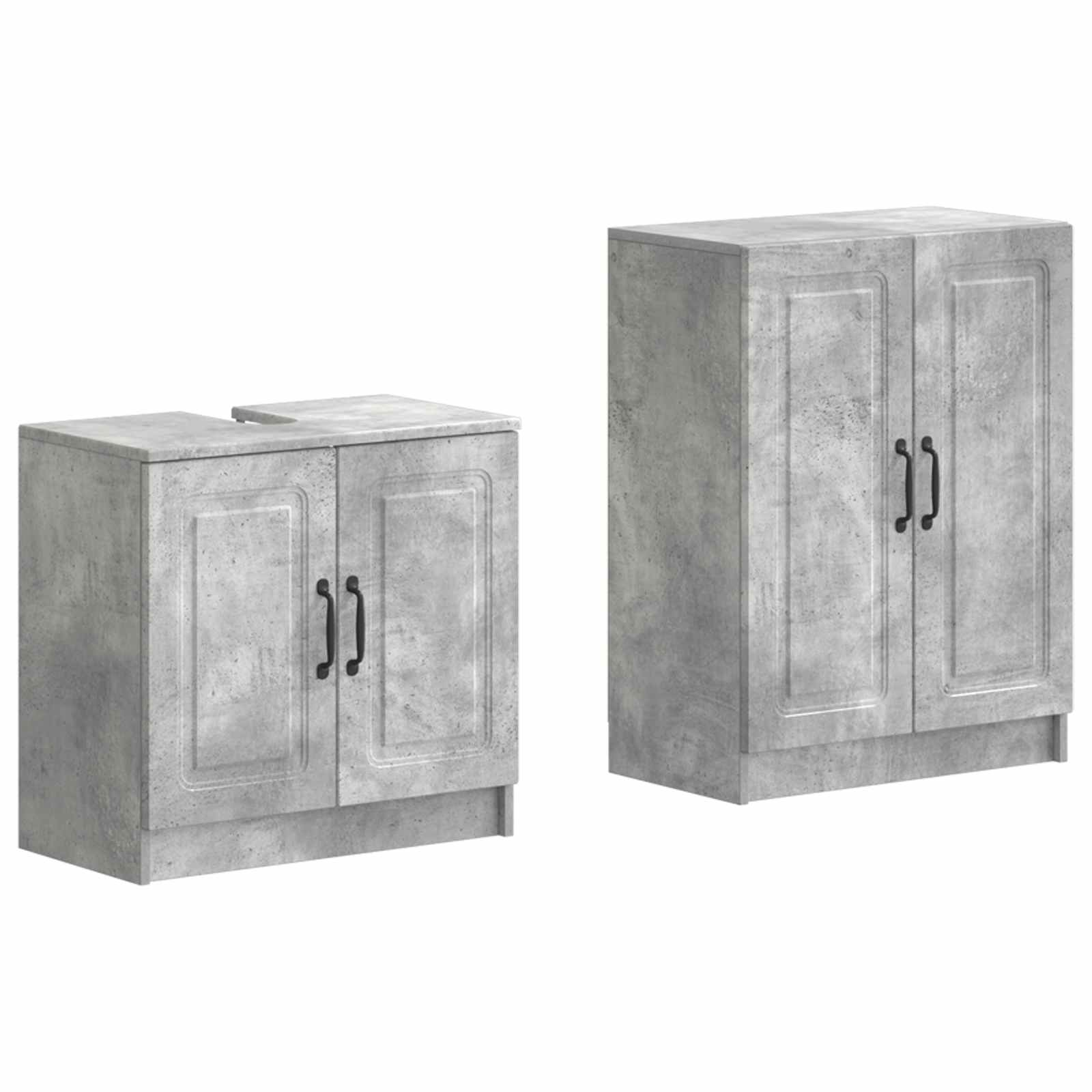 vidaXL 2-delige Badkamerkast Set EDE Zwart Bewerkt hout