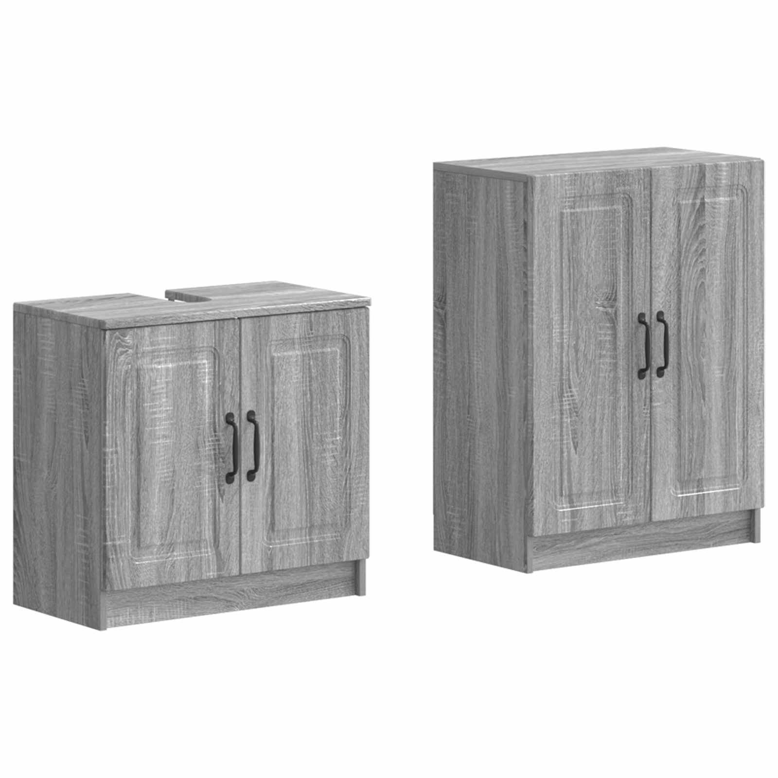 vidaXL 2-delige Badkamerkast Set EDE Zwart Bewerkt hout