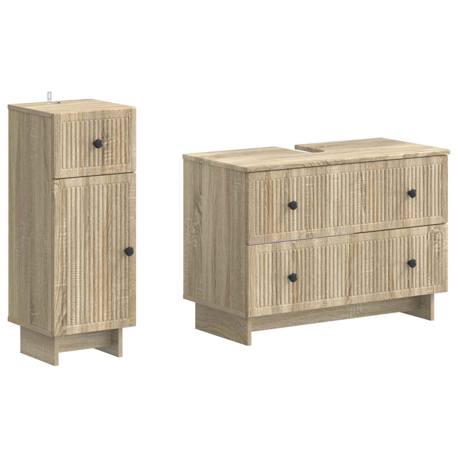 vidaXL 2-delige Badkamerkast Set EDE Zwart Bewerkt hout