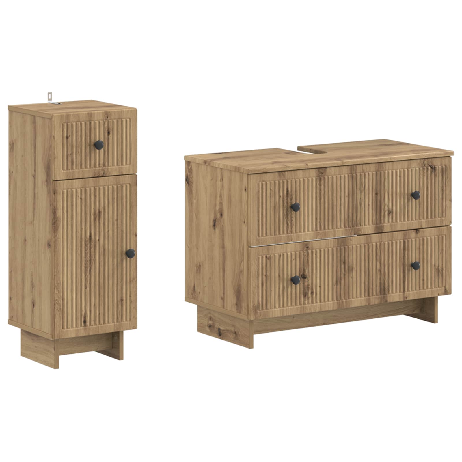 vidaXL 2-delige Badkamerkast Set EDE Zwart Bewerkt hout