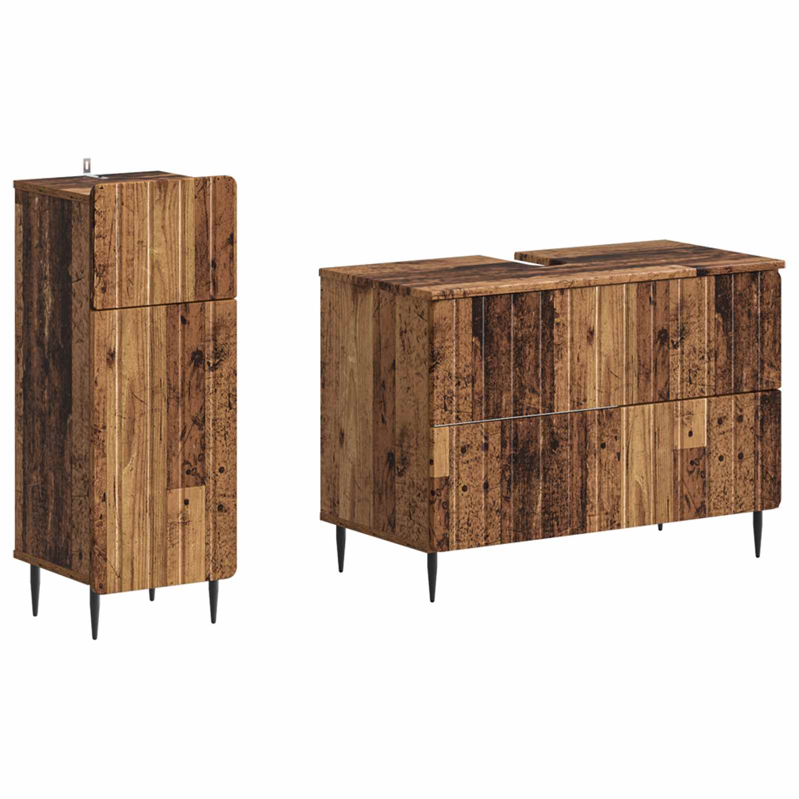 vidaXL 2-delige Badkamerkast Set EDE Zwart Bewerkt hout