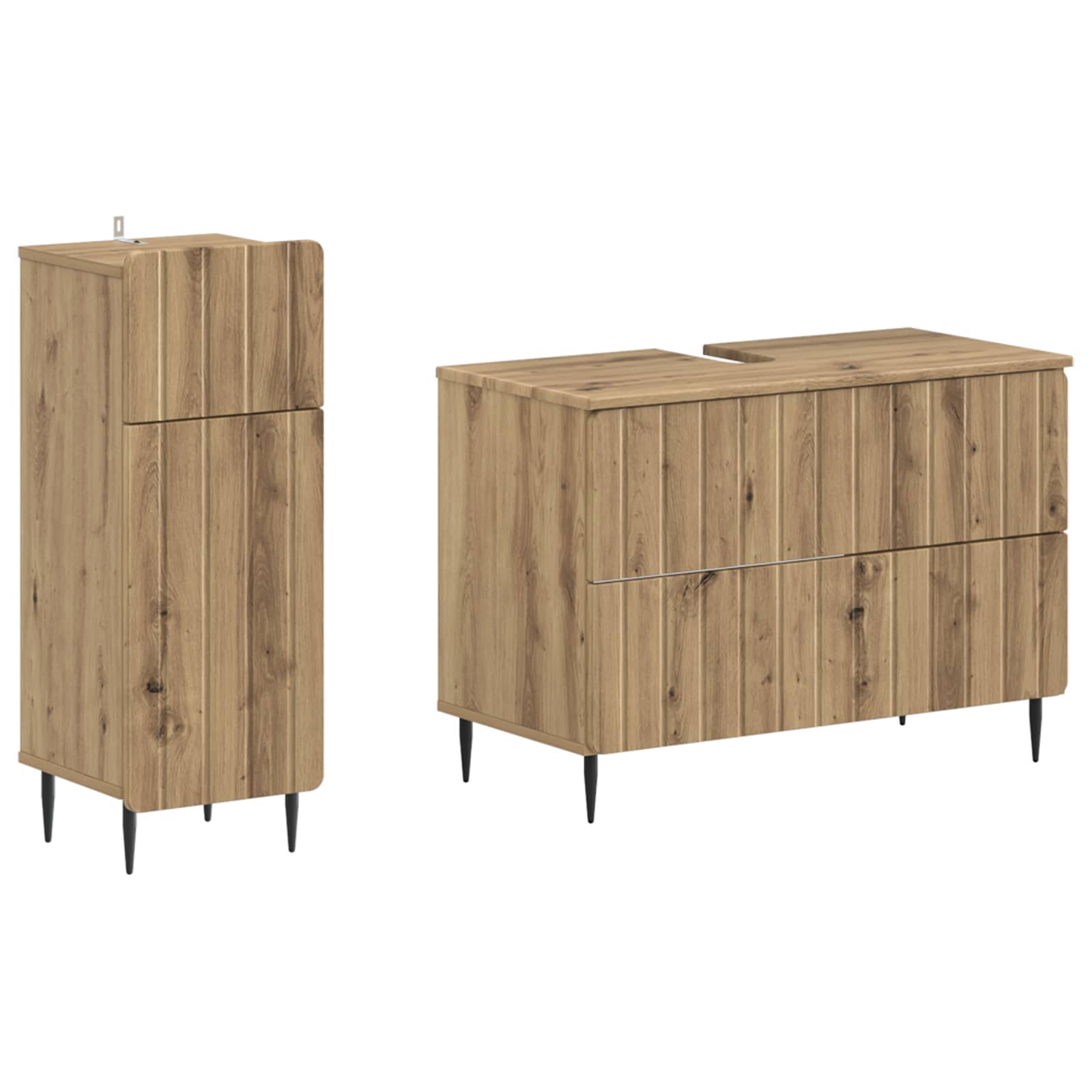 vidaXL 2-delige Badkamerkast Set EDE Zwart Bewerkt hout