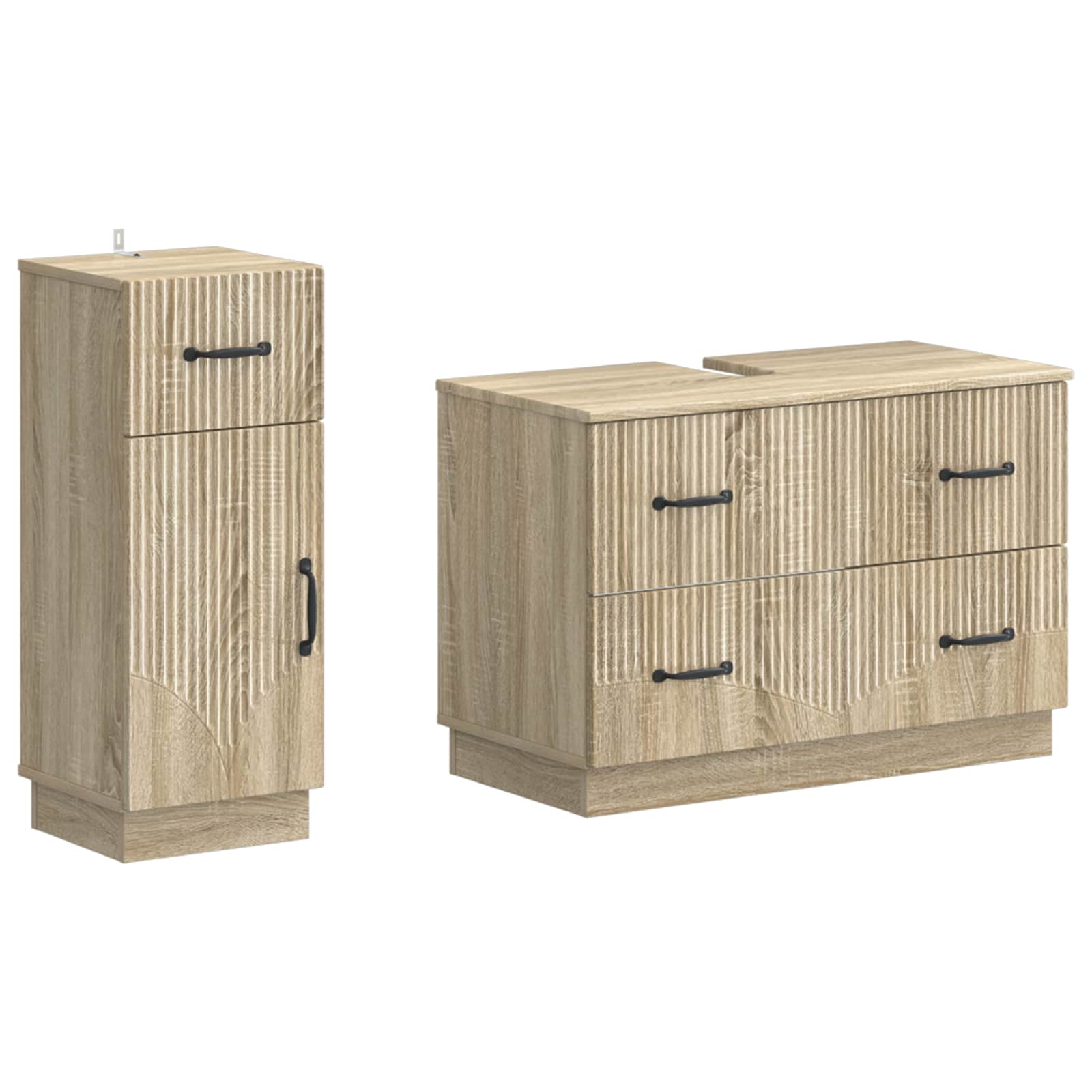 vidaXL 2-delige Badkamerkast Set EDE Zwart Bewerkt hout