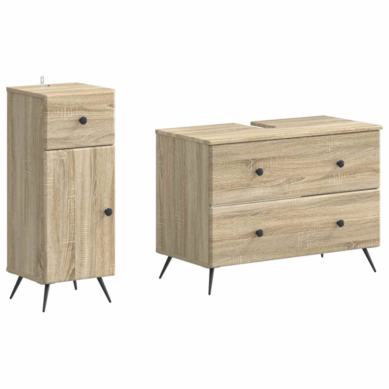 vidaXL 2-delige Badkamerkast Set EDE Zwart Bewerkt hout