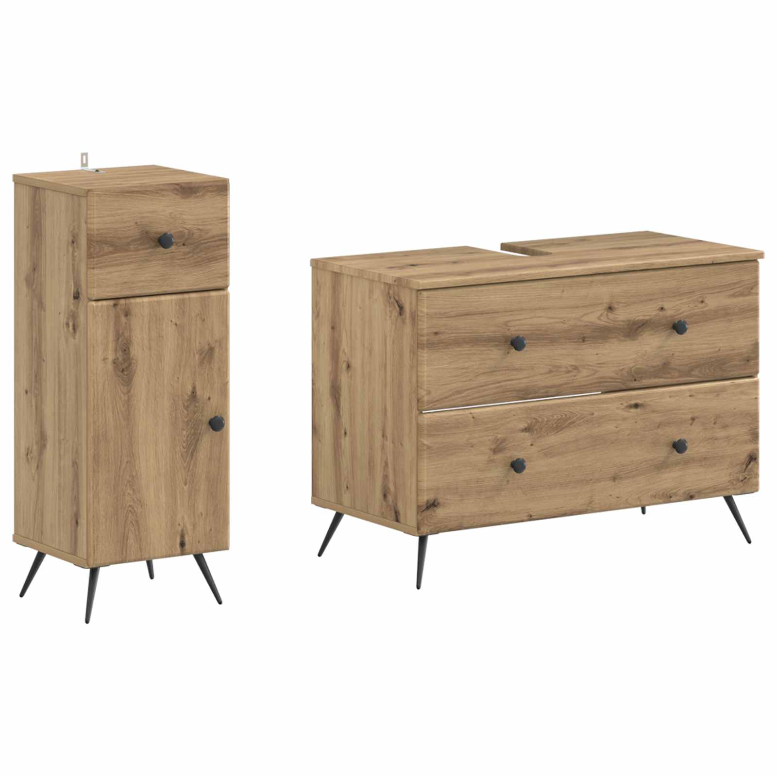 vidaXL 2-delige Badkamerkast Set EDE Zwart Bewerkt hout