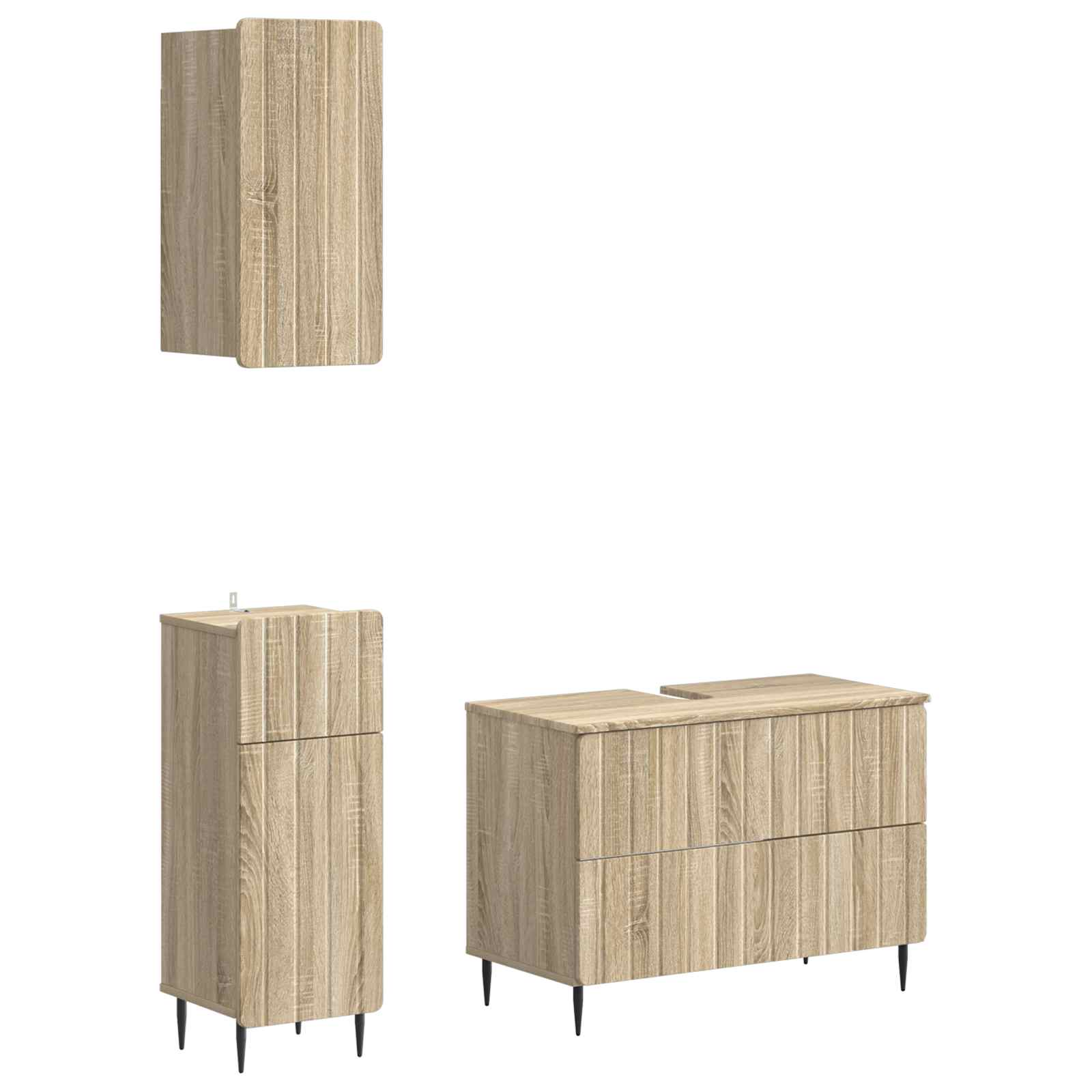 vidaXL 3-delige badkamerkast set EDE Zwart Bewerkt hout