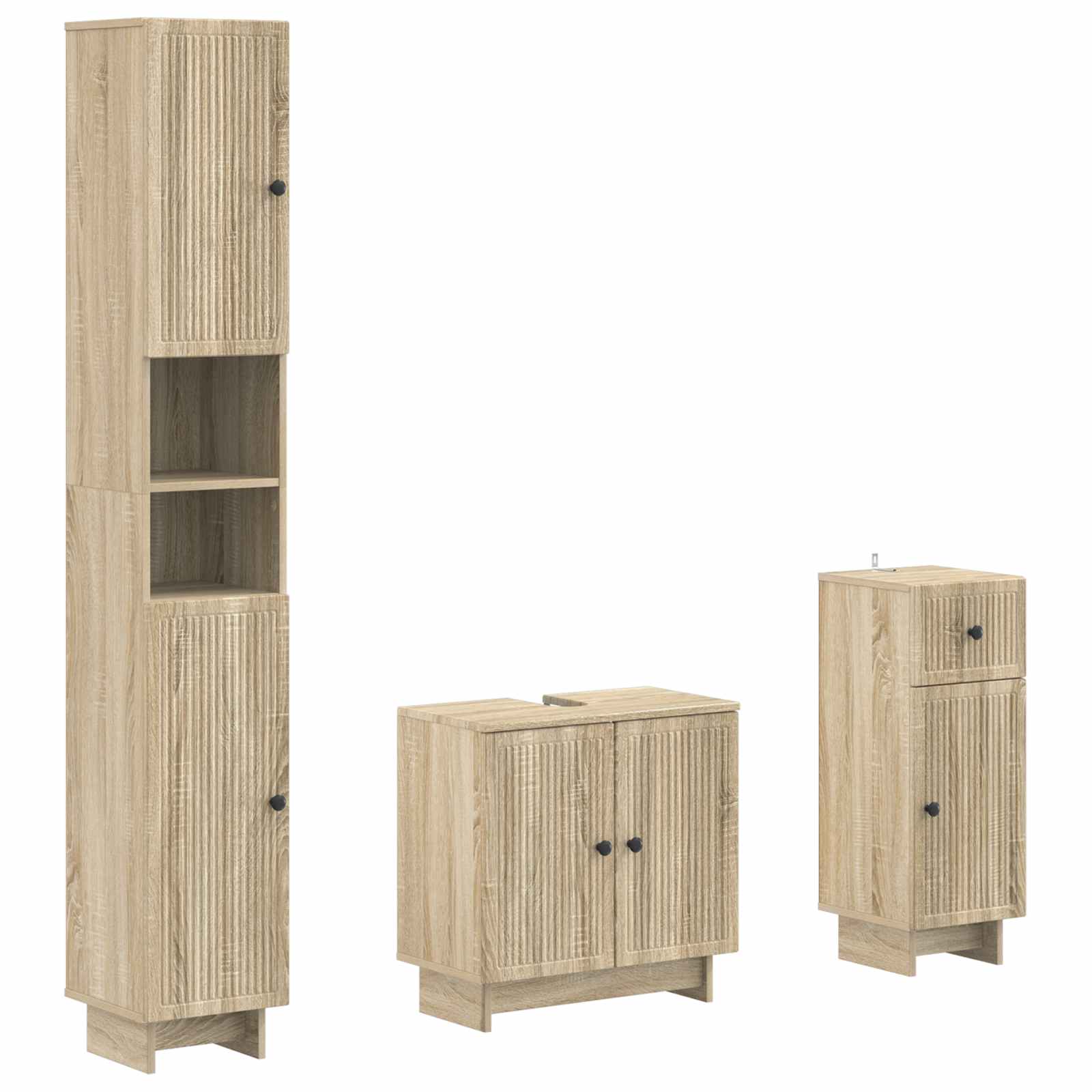 vidaXL 3-delige badkamerkast set EDE Bewerkt hout