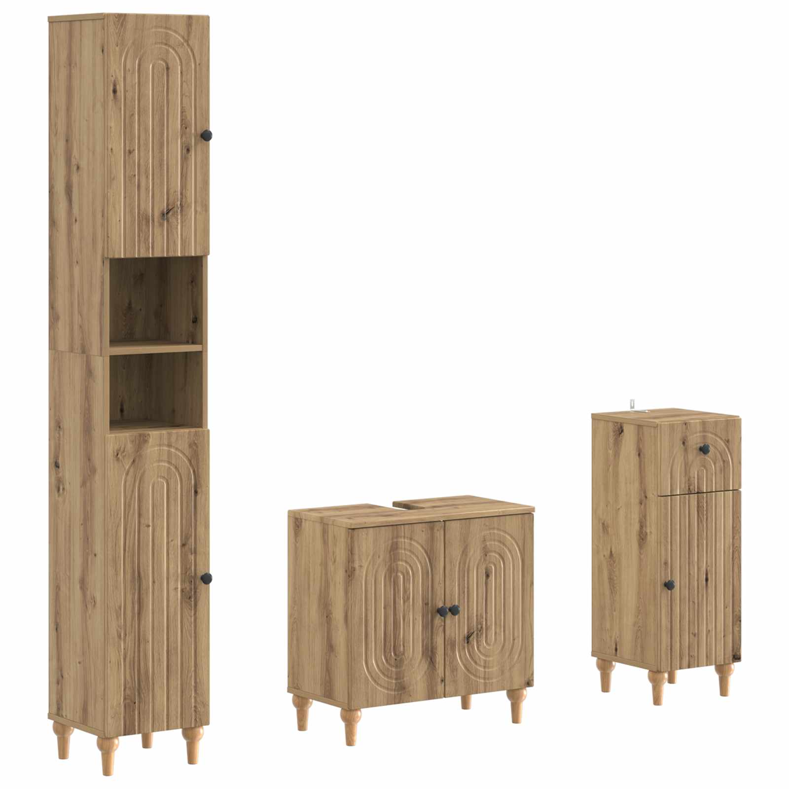 vidaXL 3-delige badkamerkast set EDE Bewerkt hout