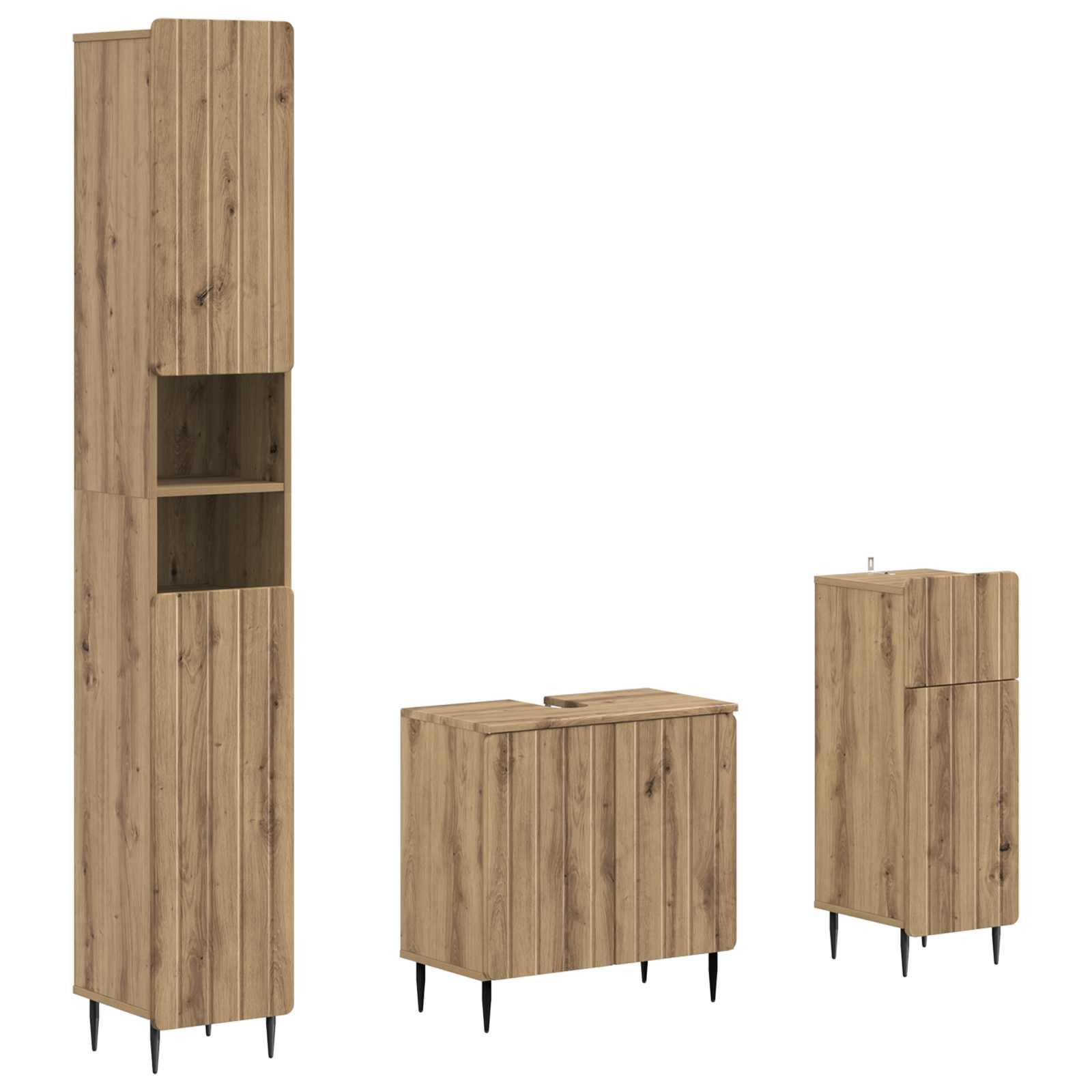 vidaXL 3-delige badkamerkast set EDE Bewerkt hout