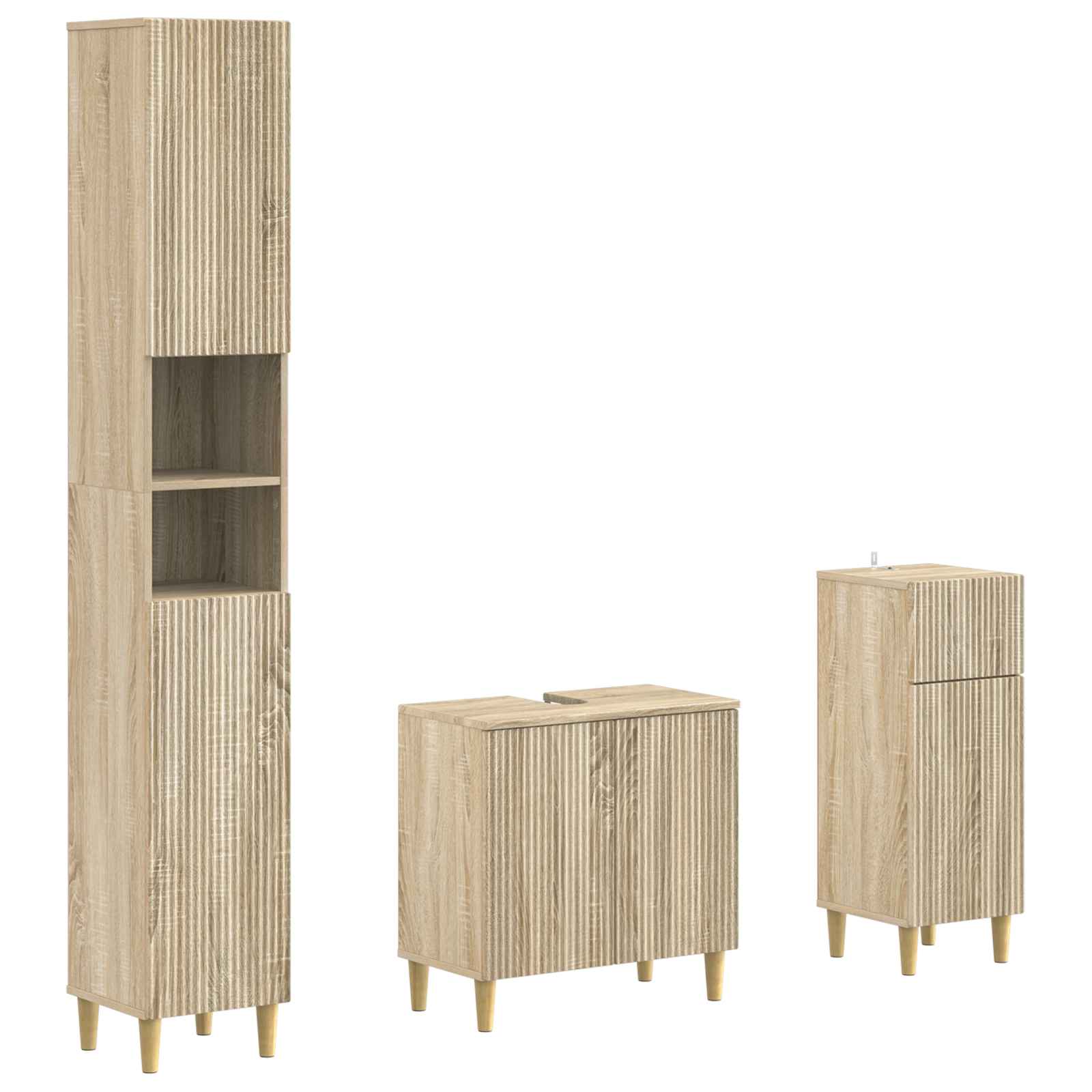 vidaXL 3-delige badkamerkast set EDE Bewerkt hout