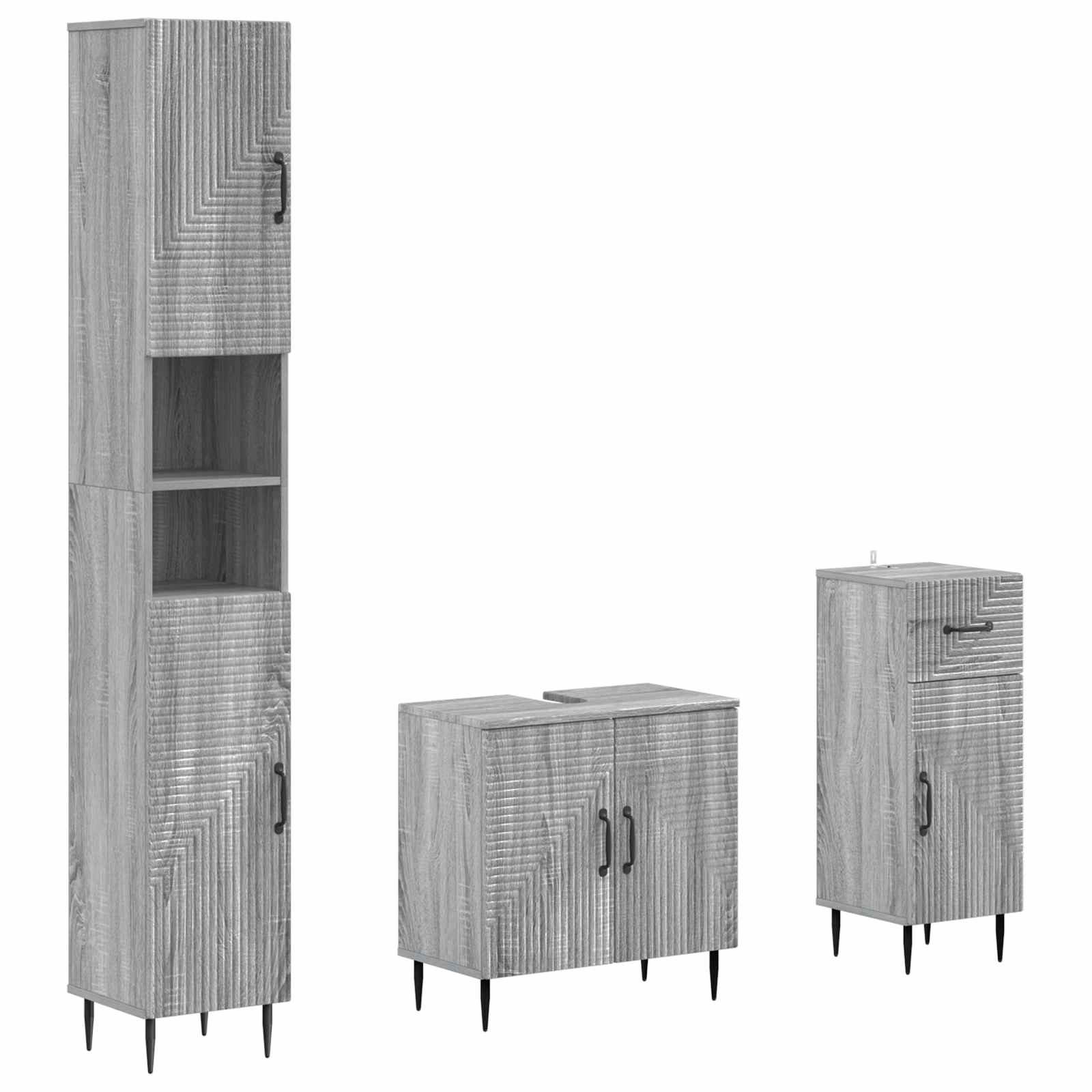vidaXL 3-delige badkamerkast set EDE Bewerkt hout