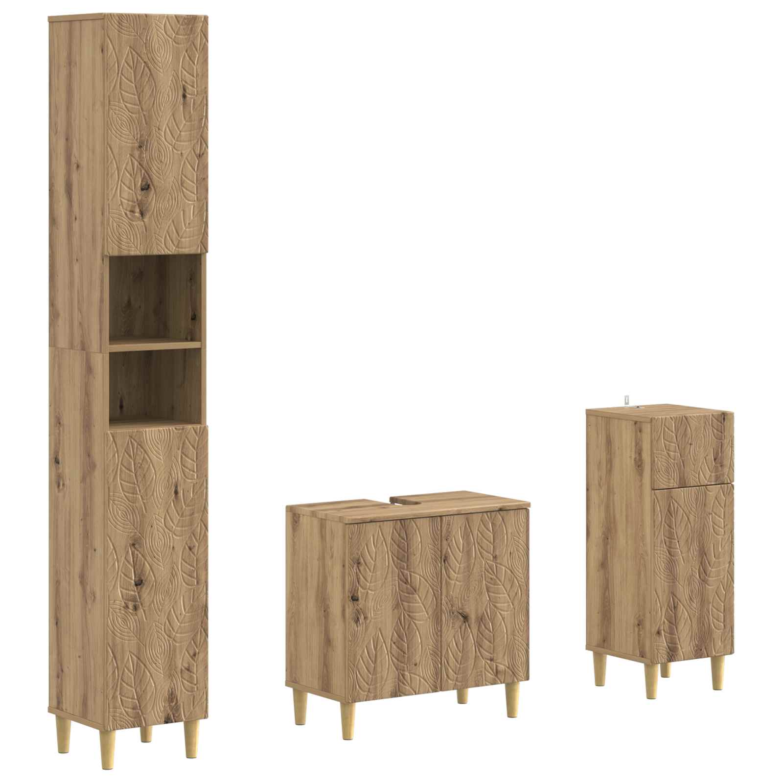 vidaXL 3-delige badkamerkast set EDE Bewerkt hout