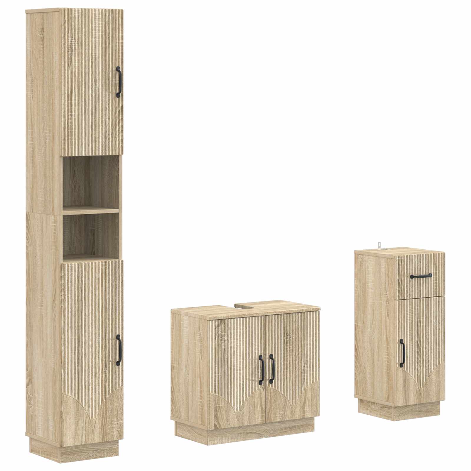vidaXL 3-delige badkamerkast set EDE Bewerkt hout