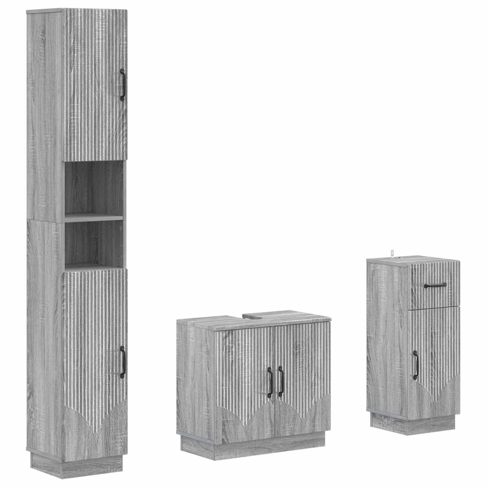 vidaXL 3-delige badkamerkast set EDE Bewerkt hout