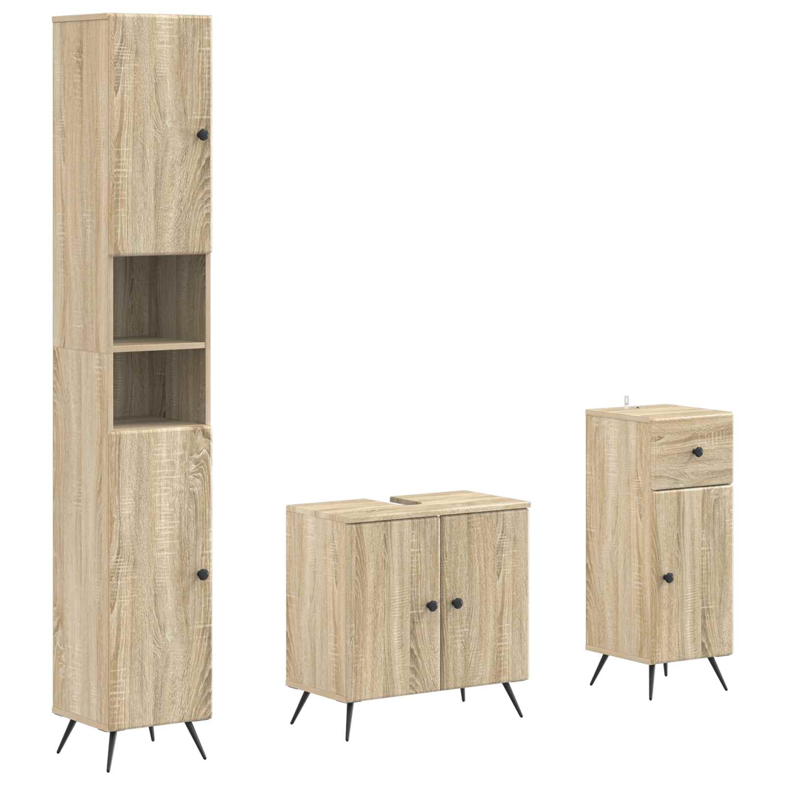 vidaXL 3-delige badkamerkast set EDE Bewerkt hout