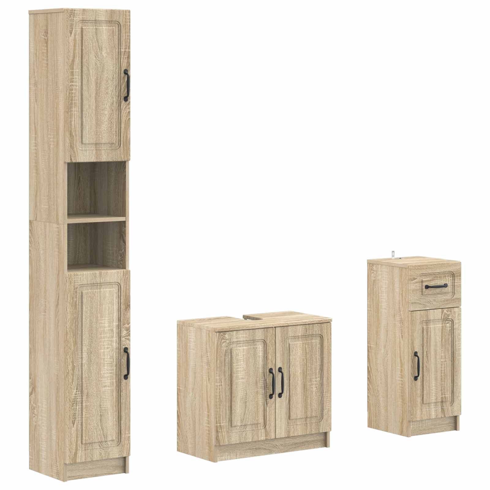 vidaXL 3-delige badkamerkast set EDE Bewerkt hout