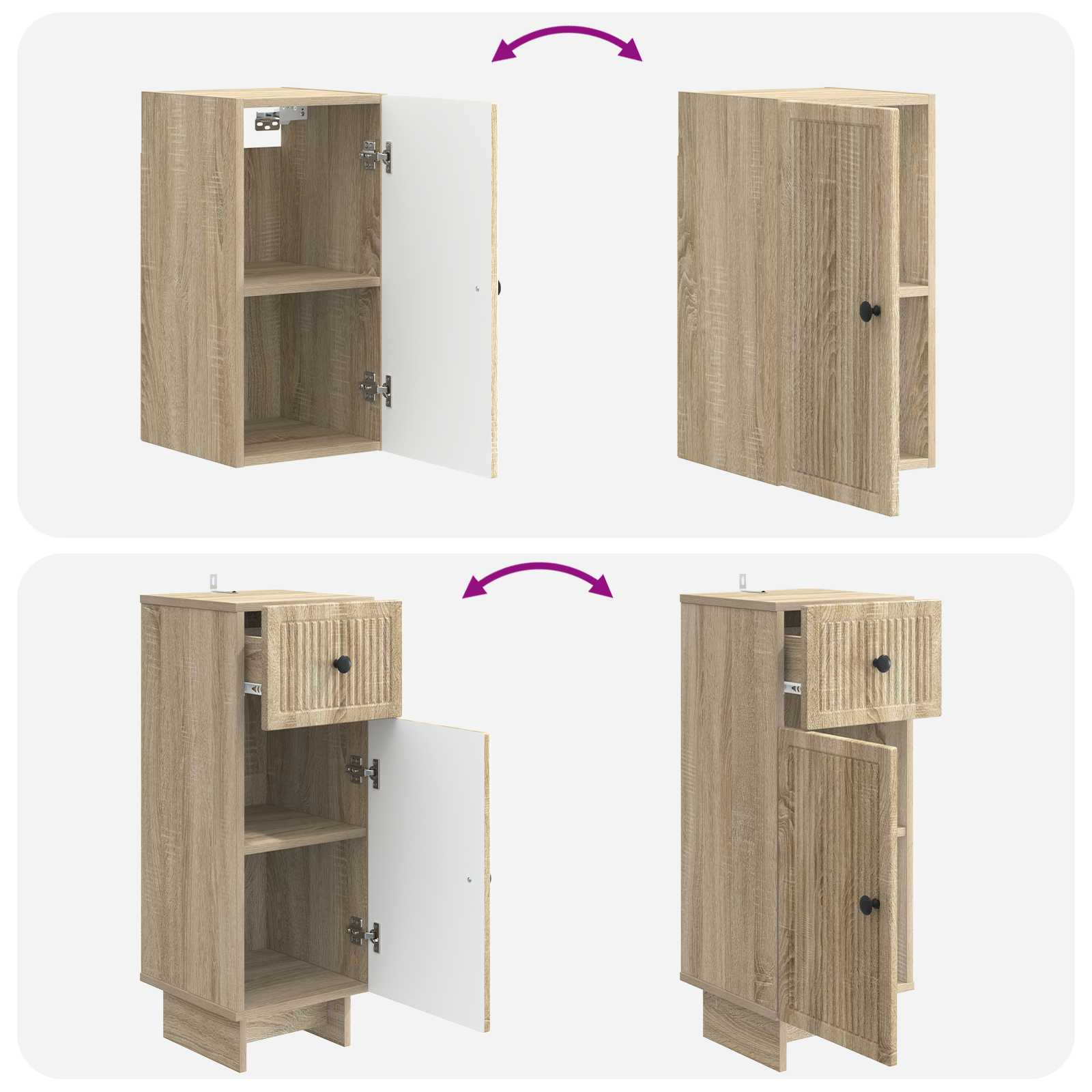 vidaXL 4-delige Badkamerkast Set EDE Zwart Bewerkt hout